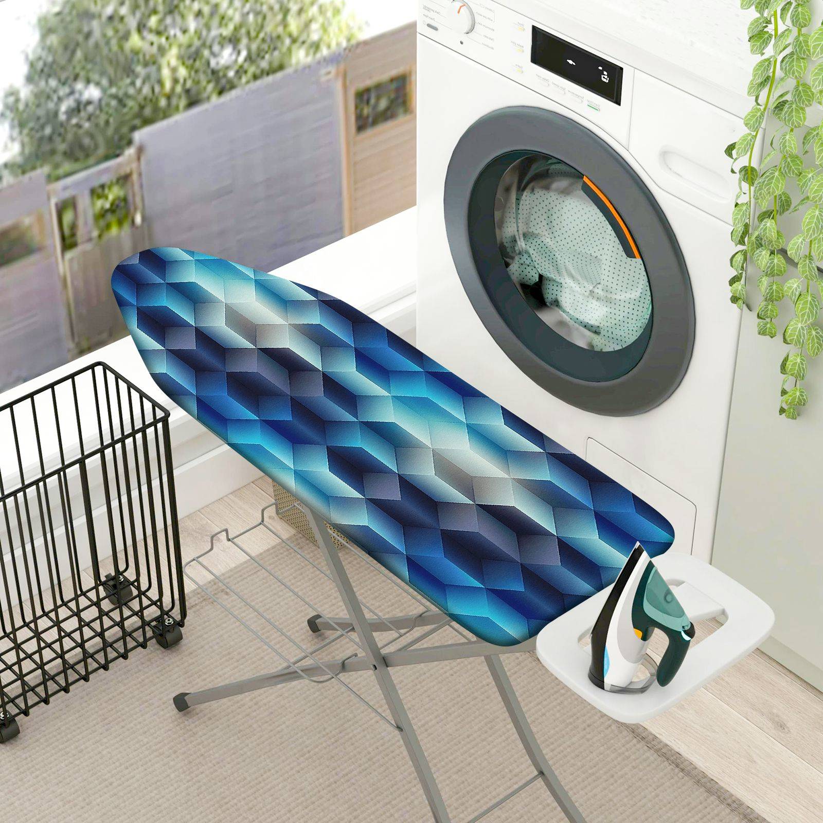 1-Piece Geometric Blue Abstract  Ironing Board Cover, Universal Size, Without Board