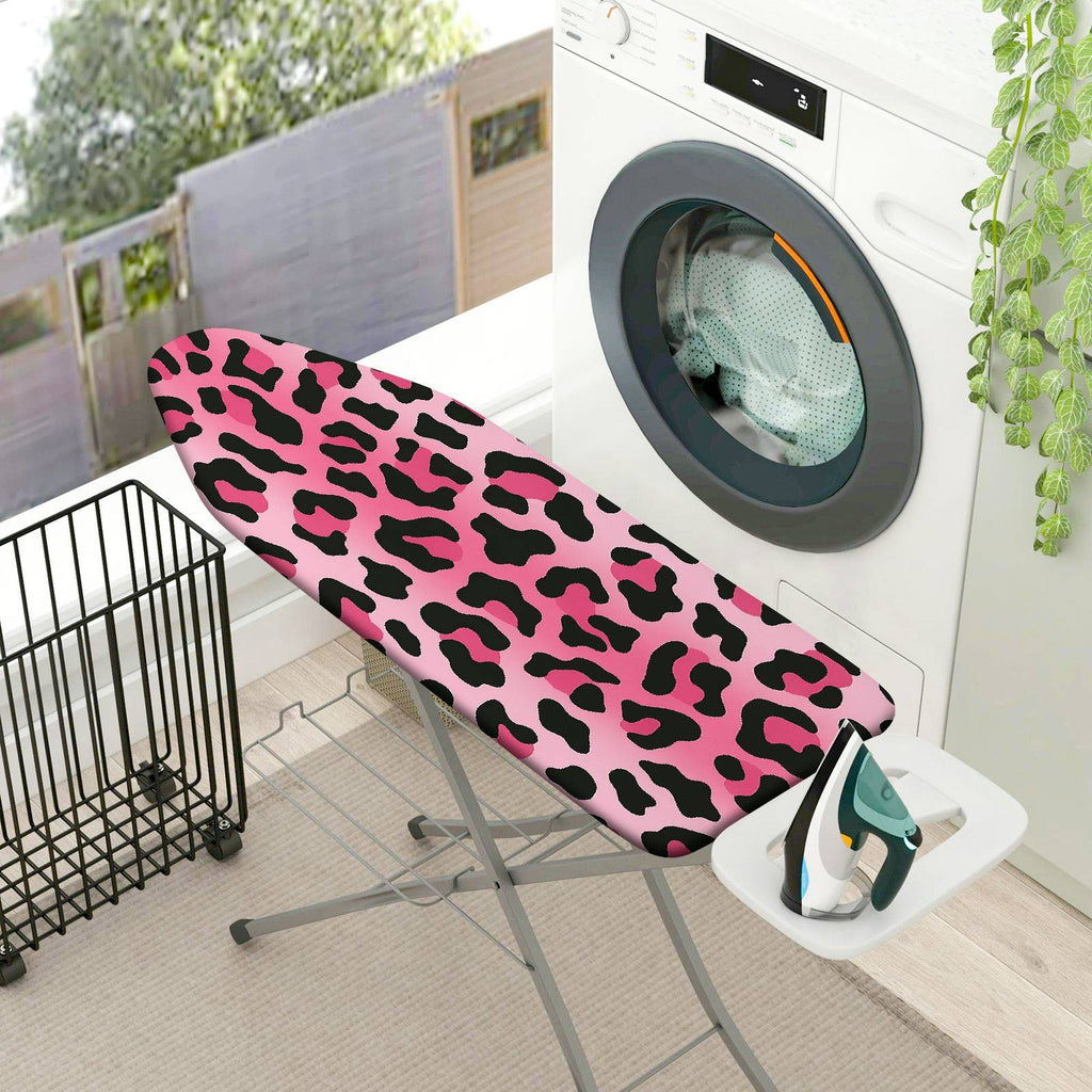 1-Piece Leopard Print Pink Decorative  Ironing Board Cover, Universal Size, Without Board