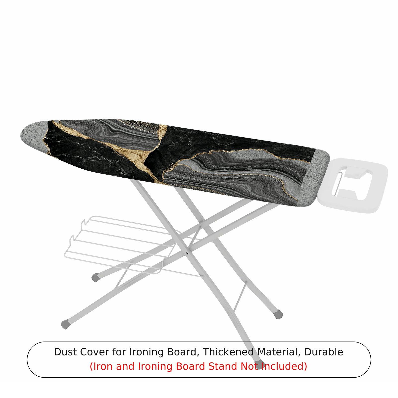 1-Piece Marble Black Gold Abstract  Ironing Board Cover, Universal Size, Without Board