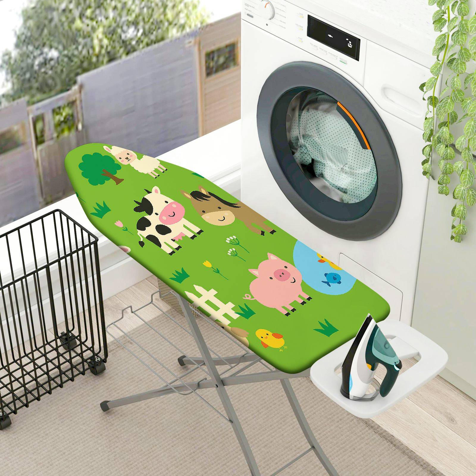 1-Piece Animal Farm Green  Ironing Board Cover, Universal Size, Without Board