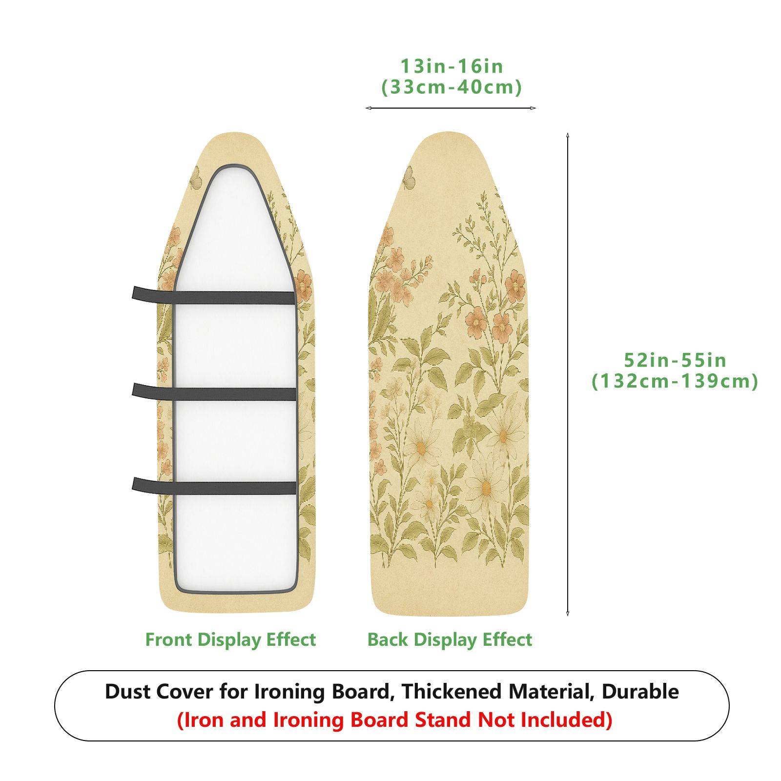 1-Piece Floral Pattern Beige Green  Ironing Board Cover, Universal Size, Without Board