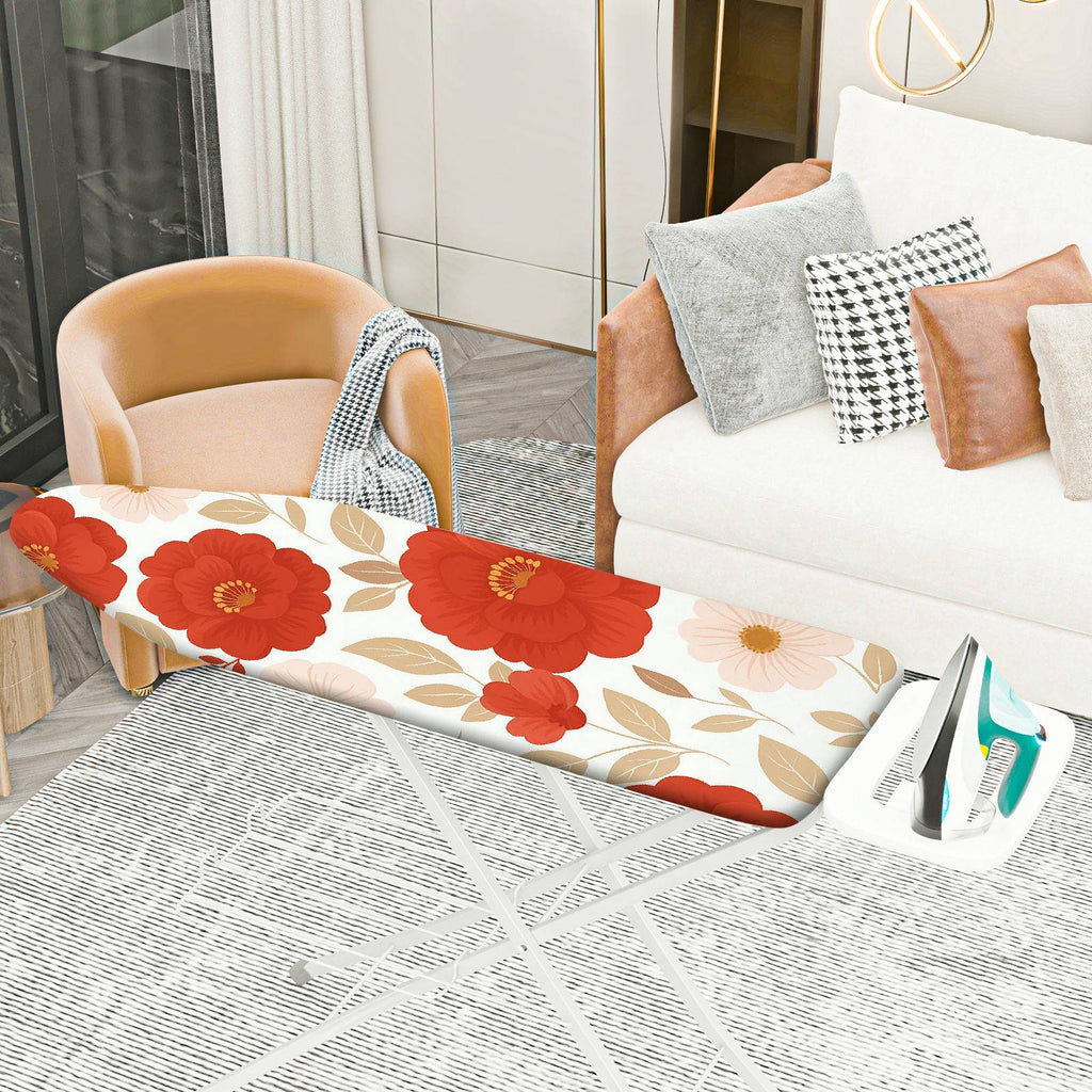 1-Piece Floral Red Beige  Ironing Board Cover, Universal Size, Without Board