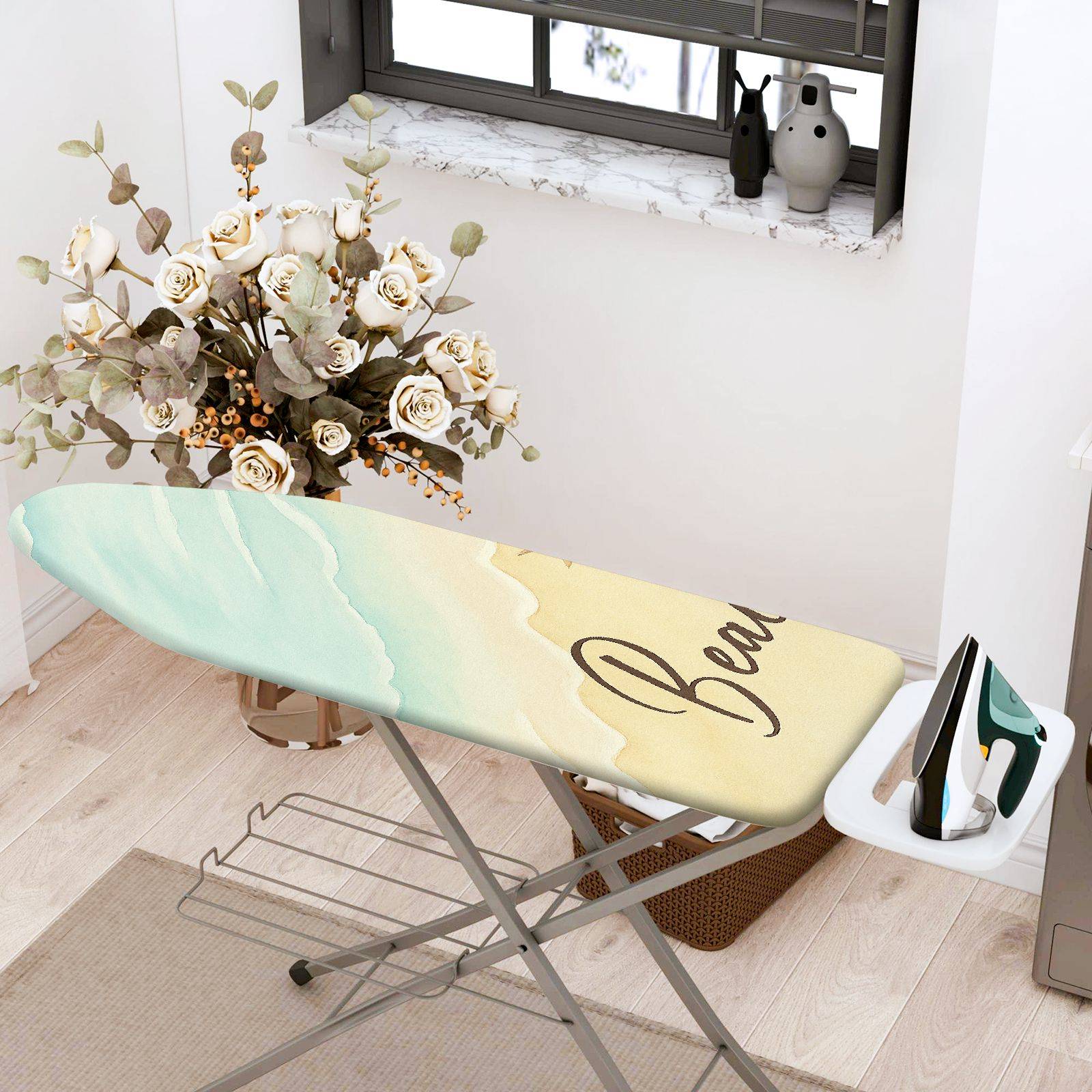 1-Piece Beach Ocean Sand  Ironing Board Cover, Universal Size, Without Board