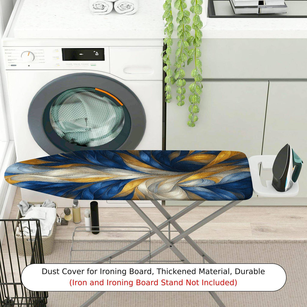 1-Piece Abstract Swirl Blue Gold  Ironing Board Cover, Universal Size, Without Board