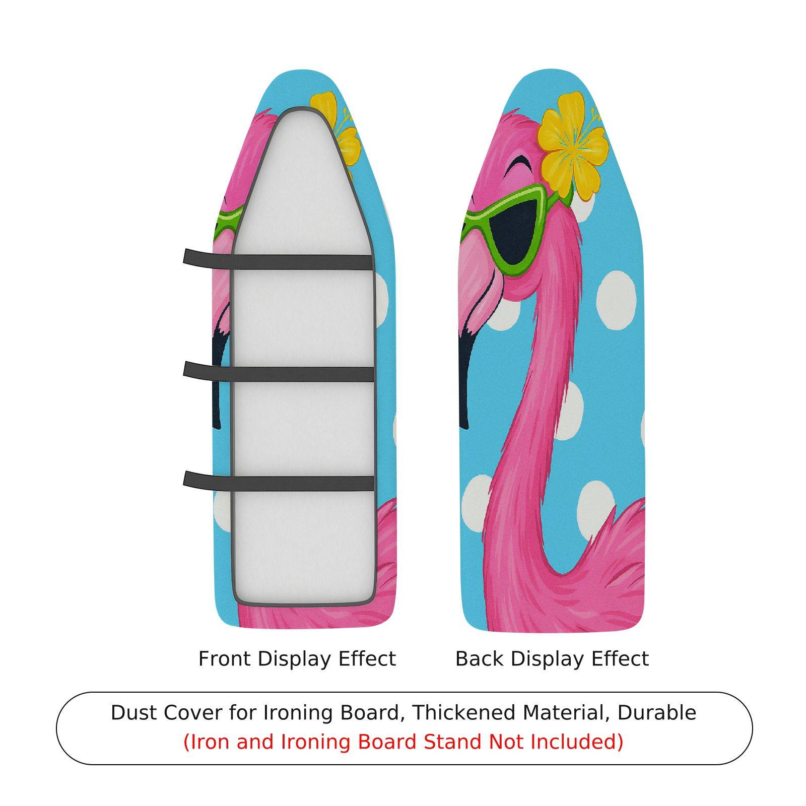1-Piece Pink Flamingo Dot Flower  Ironing Board Cover, Universal Size, Without Board