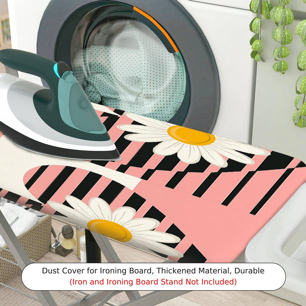 1-Piece Floral Stripe Pink  Ironing Board Cover, Universal Size, Without Board