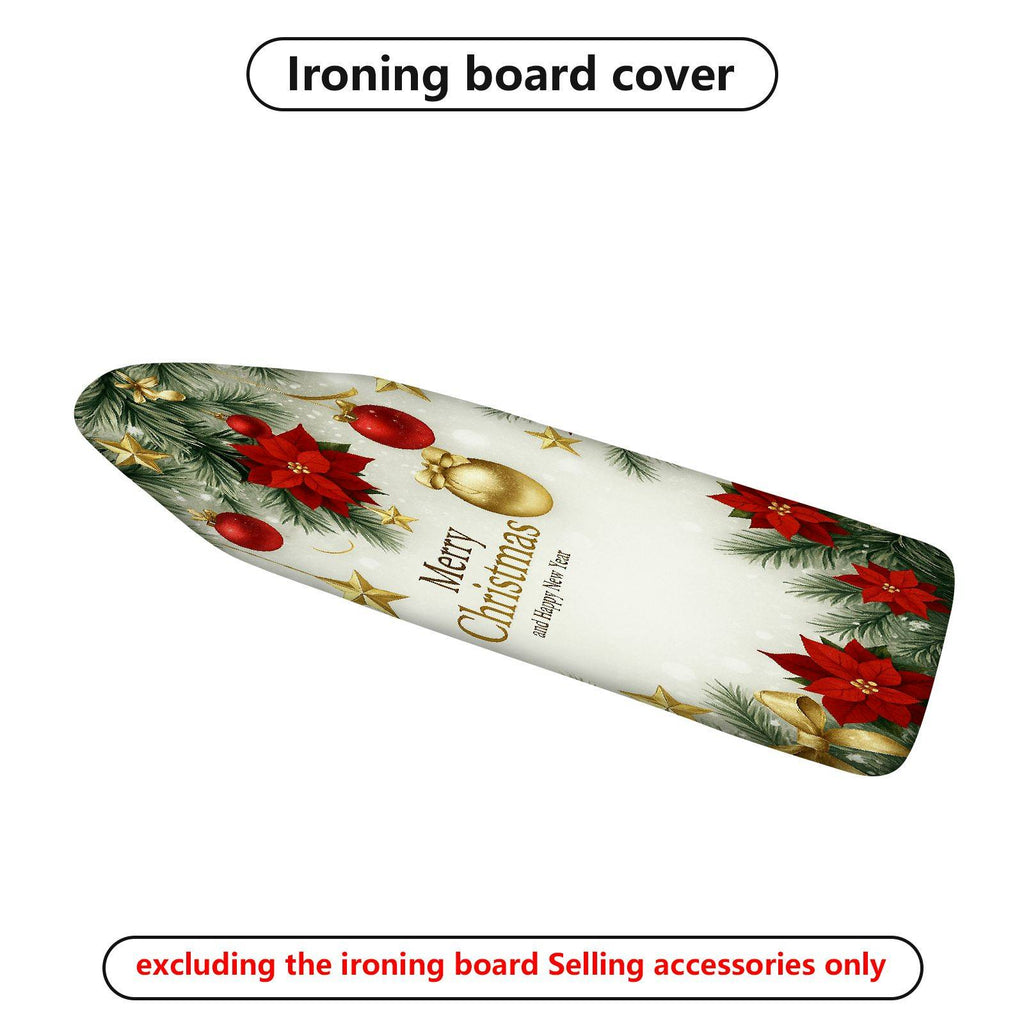 1-Piece Christmas Poinsettia Ornaments  Ironing Board Cover, Universal Size, Without Board