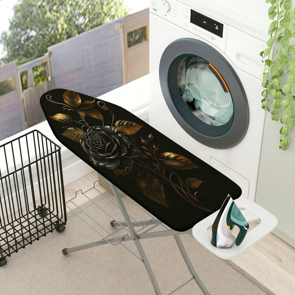 1-Piece Floral Elegant Black  Ironing Board Cover, Universal Size, Without Board