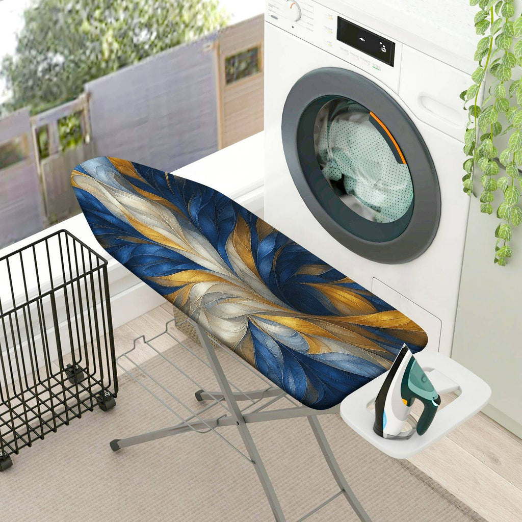 1-Piece Abstract Swirl Blue Gold  Ironing Board Cover, Universal Size, Without Board