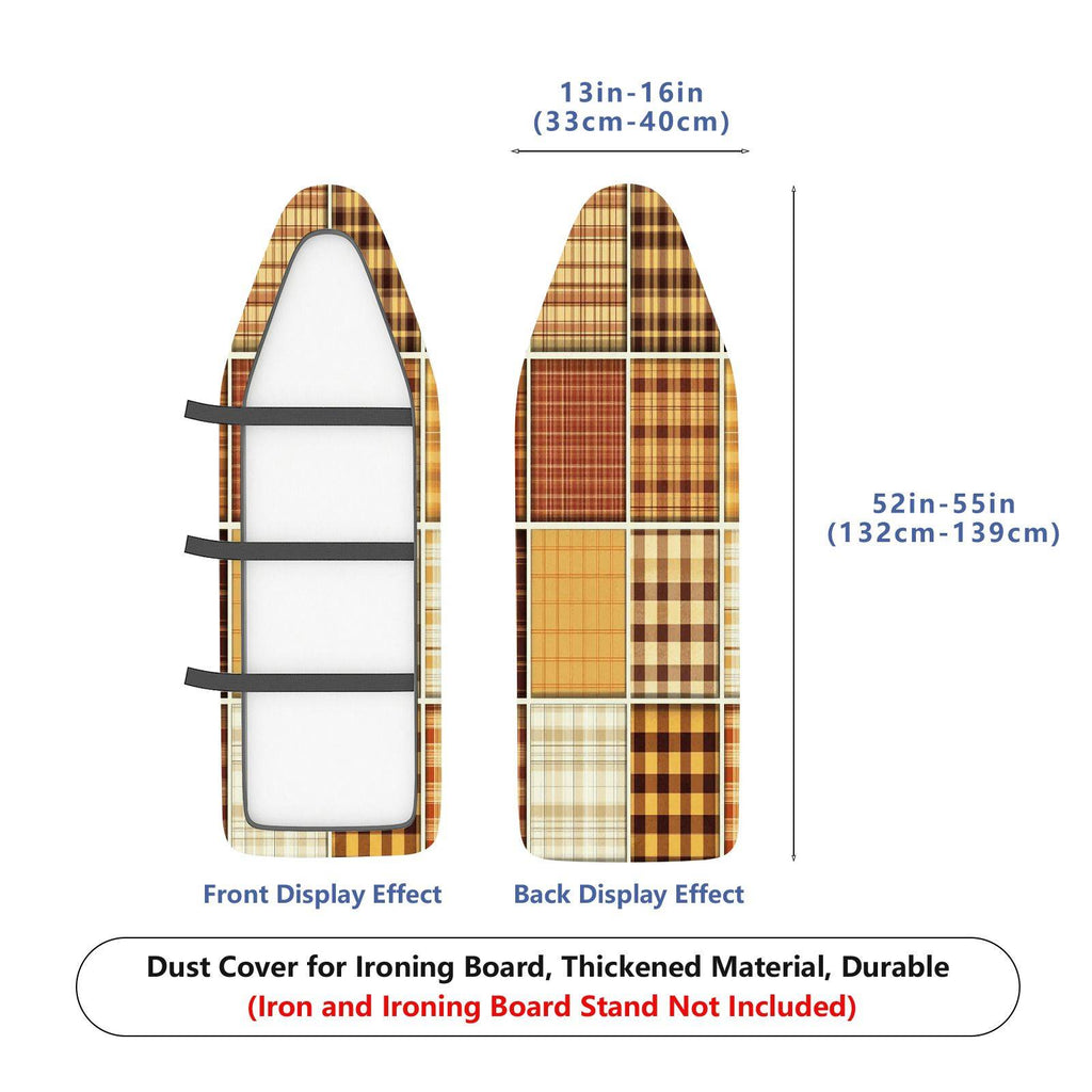 1-Piece Plaid Brown Beige  Ironing Board Cover, Universal Size, Without Board