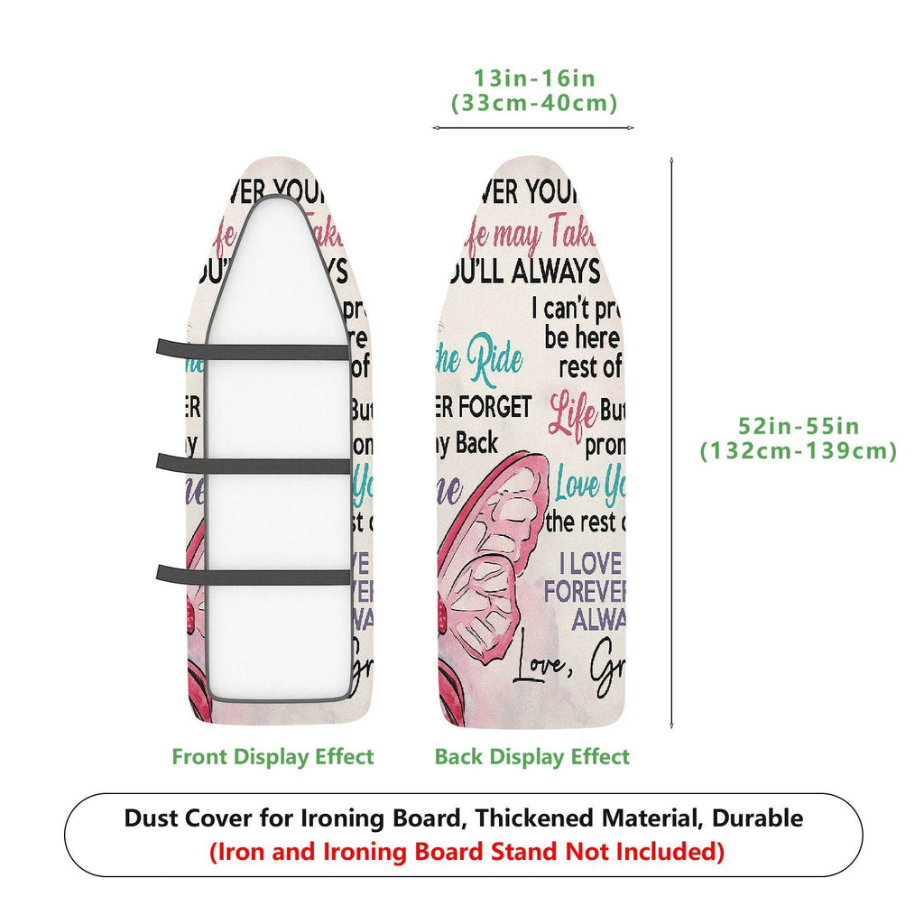 1-Piece Text Printed Pink Love  Ironing Board Cover, Universal Size, Without Board