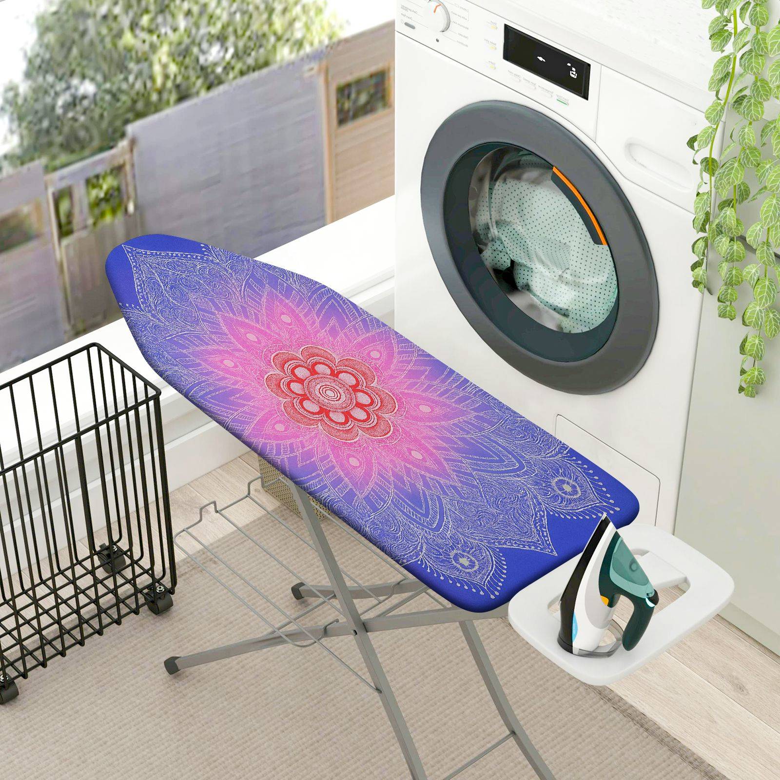1-Piece Mandala Floral Pink  Ironing Board Cover, Universal Size, Without Board