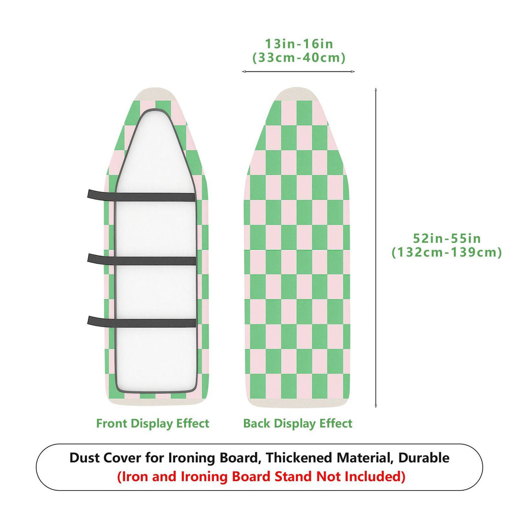 1-Piece Checkerboard Pattern Green Pink  Ironing Board Cover, Universal Size, Without Board