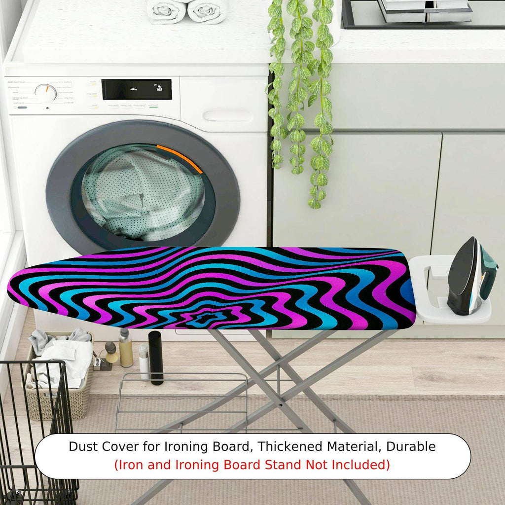 1-Piece Psychedelic Stripes Vibrant Abstract  Ironing Board Cover, Universal Size, Without Board