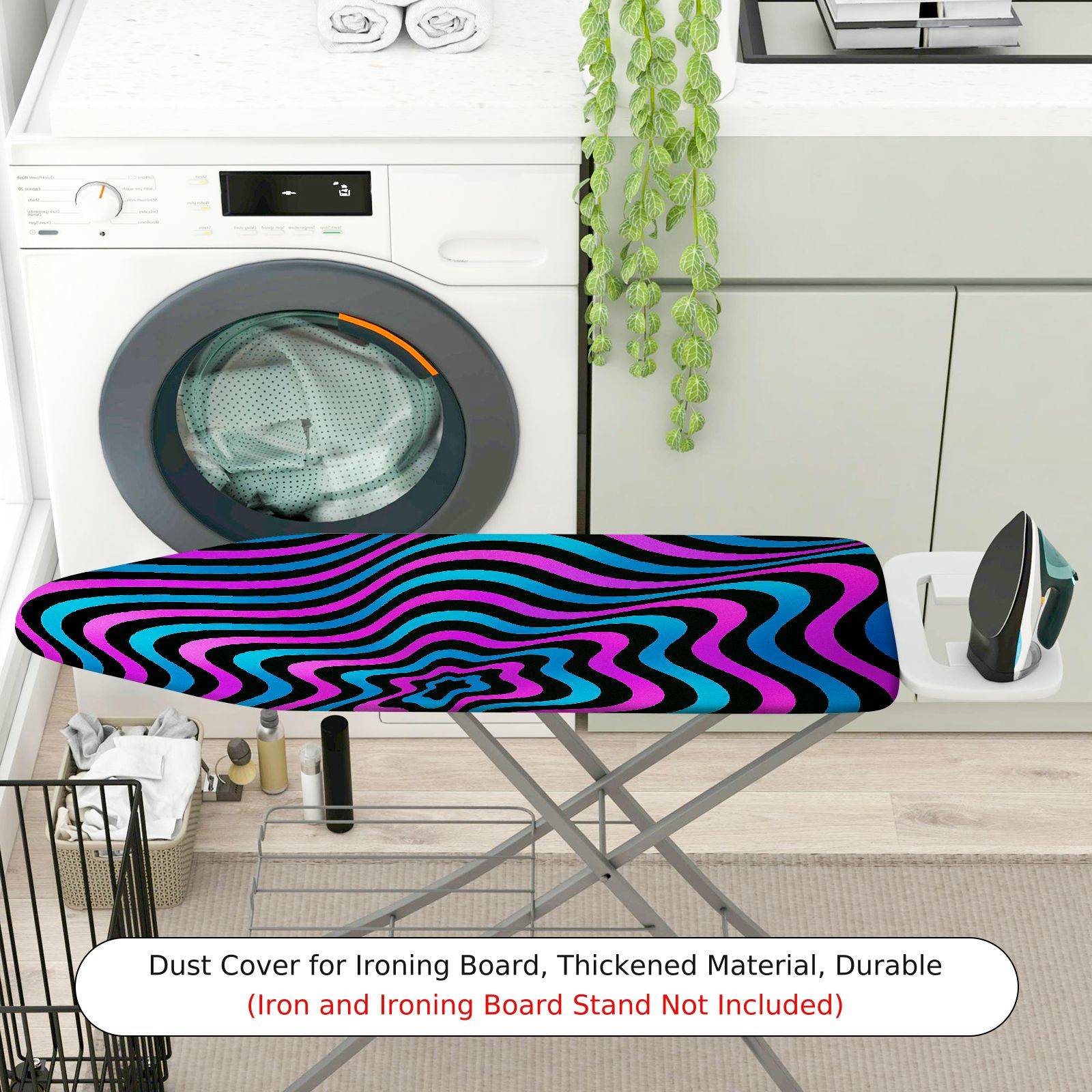 1-Piece Psychedelic Stripes Vibrant Abstract  Ironing Board Cover, Universal Size, Without Board