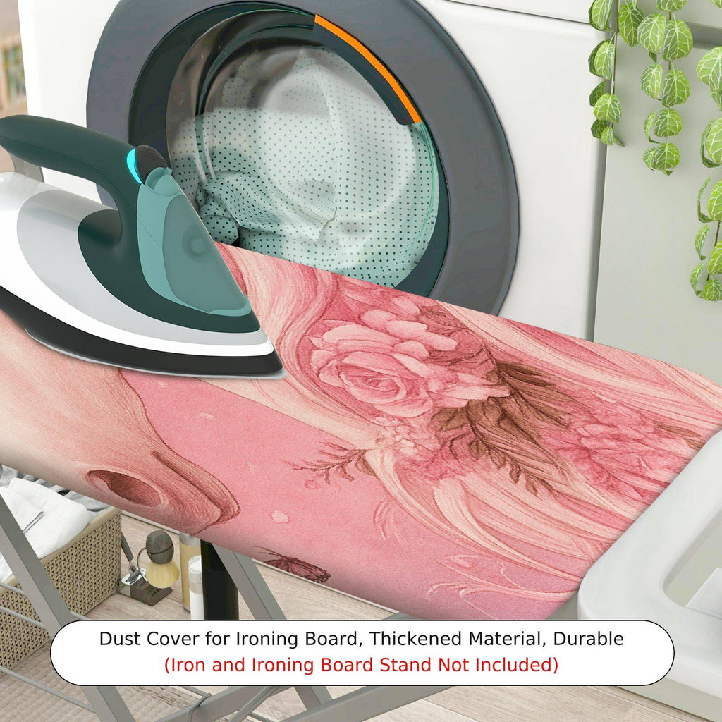 1-Piece Unicorn Floral Pink  Ironing Board Cover, Universal Size, Without Board