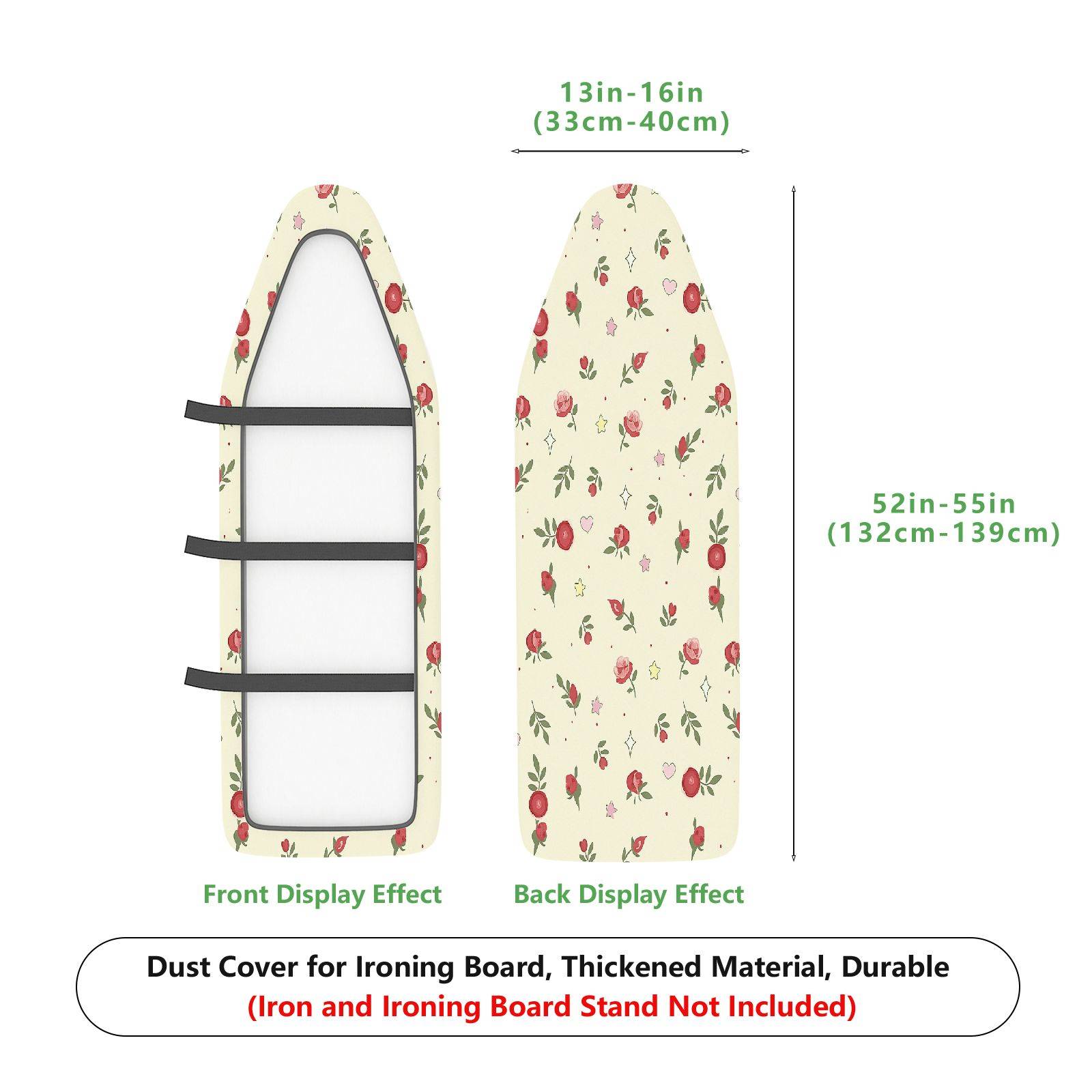 1-Piece Floral Red Pink Green  Ironing Board Cover, Universal Size, Without Board