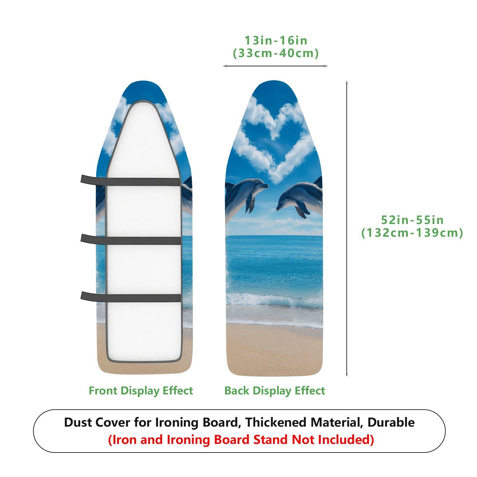1-Piece Dolphin Ocean Beach  Ironing Board Cover, Universal Size, Without Board