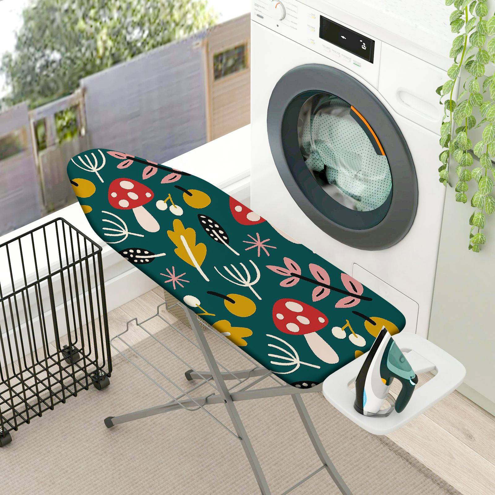 1-Piece Mushroom Floral Abstract  Ironing Board Cover, Universal Size, Without Board