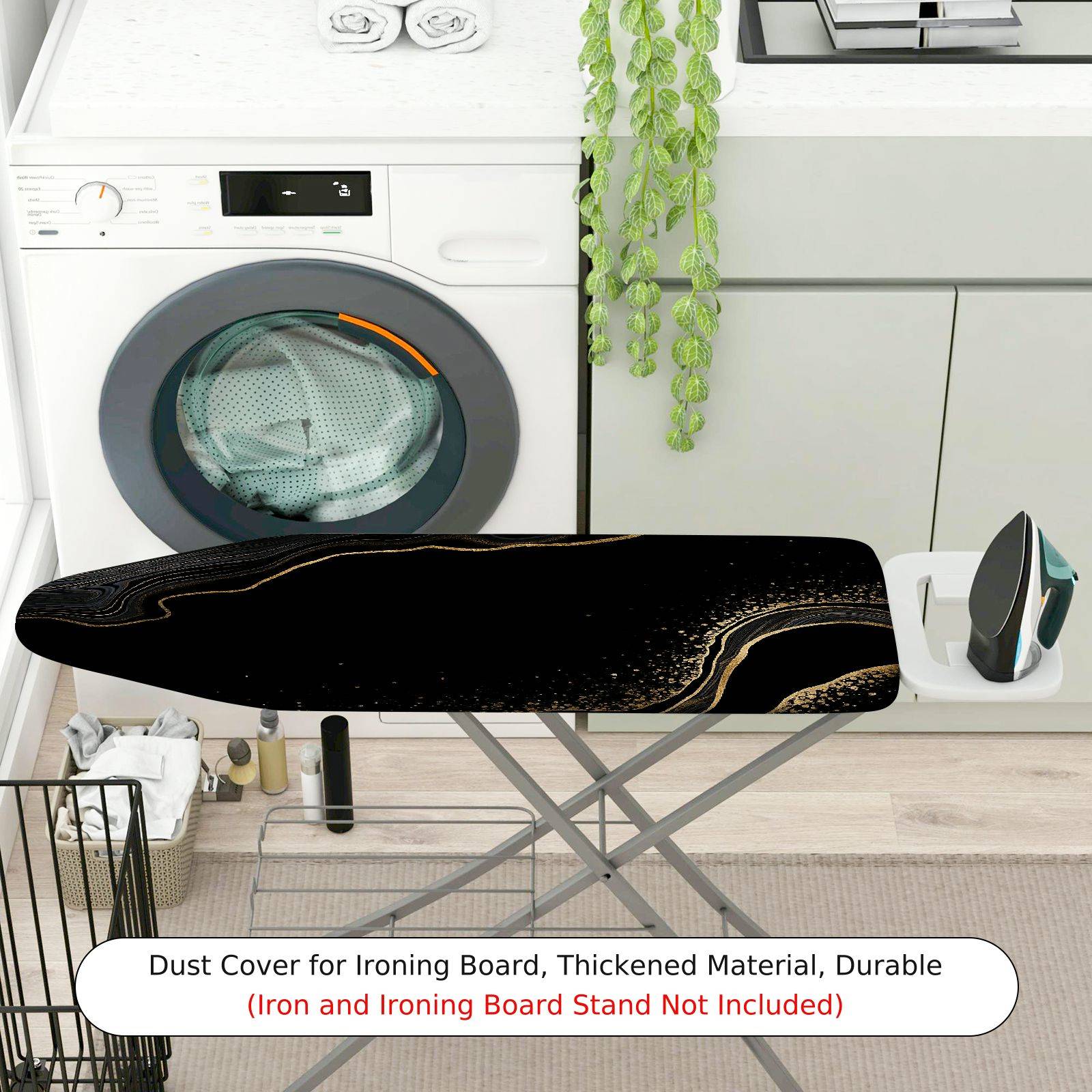 1-Piece Elegant Black Gold Abstract  Ironing Board Cover, Universal Size, Without Board