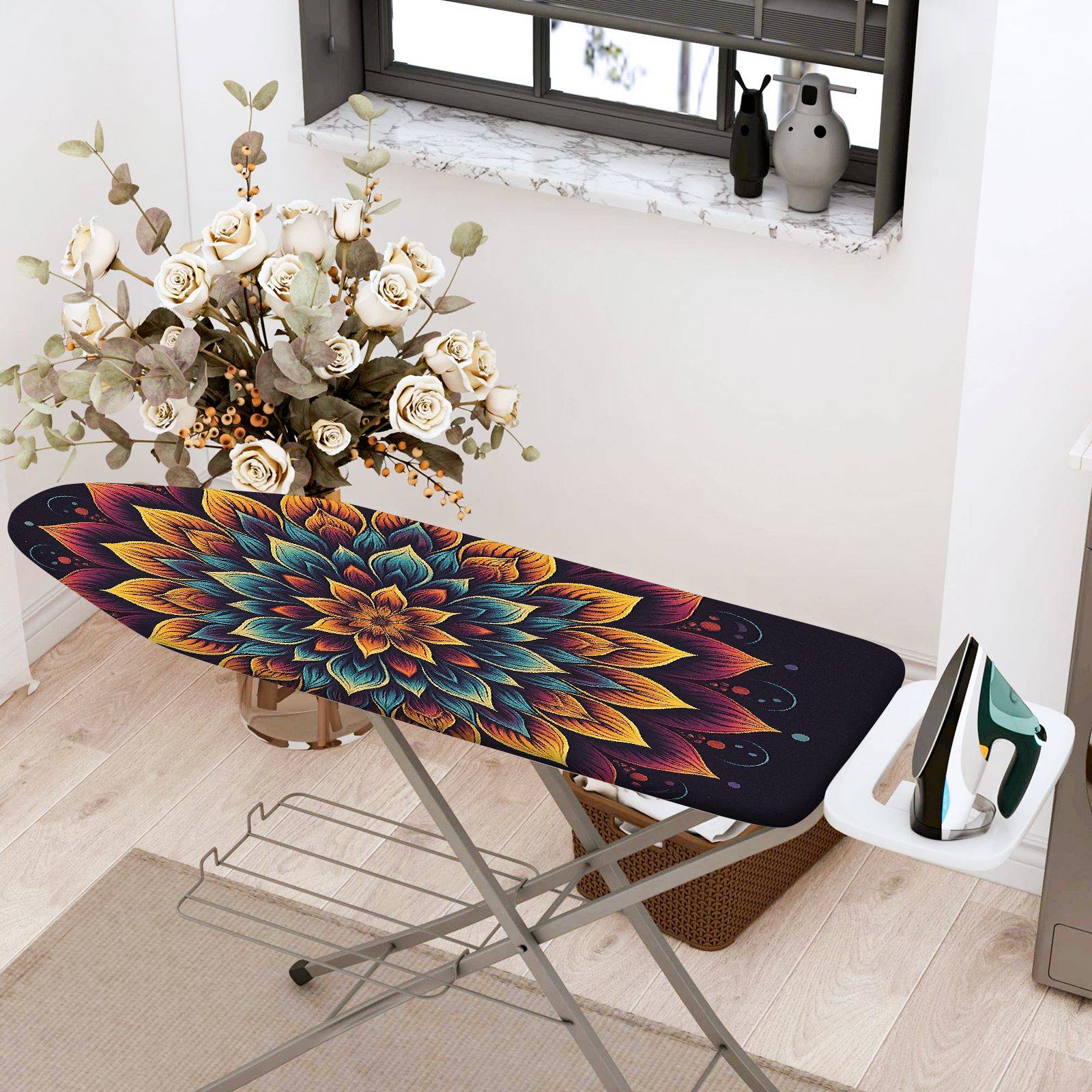 1-Piece Floral Colorful Abstract  Ironing Board Cover, Universal Size, Without Board