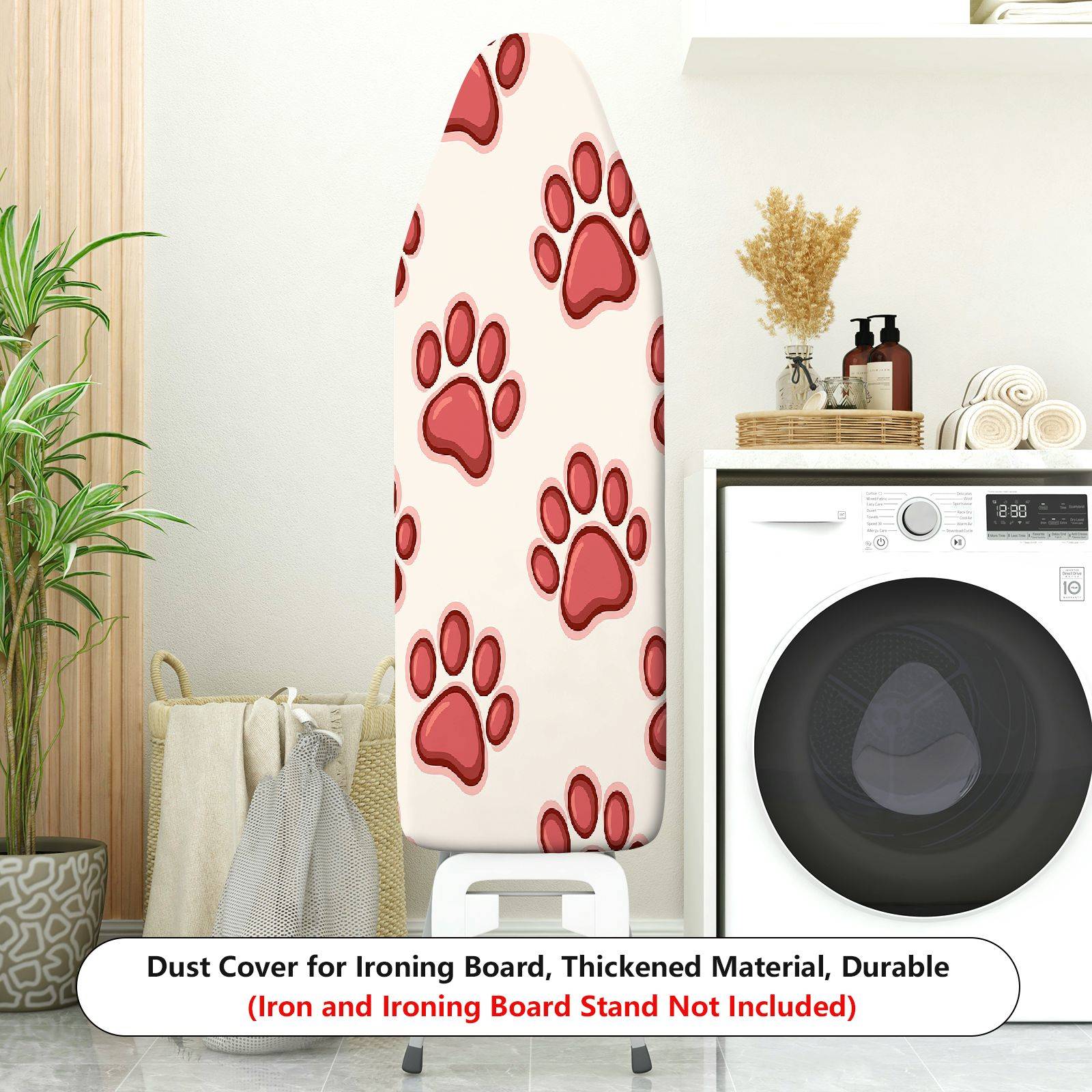 1-Piece Paw Print Red Cute Animal  Ironing Board Cover, Universal Size, Without Board