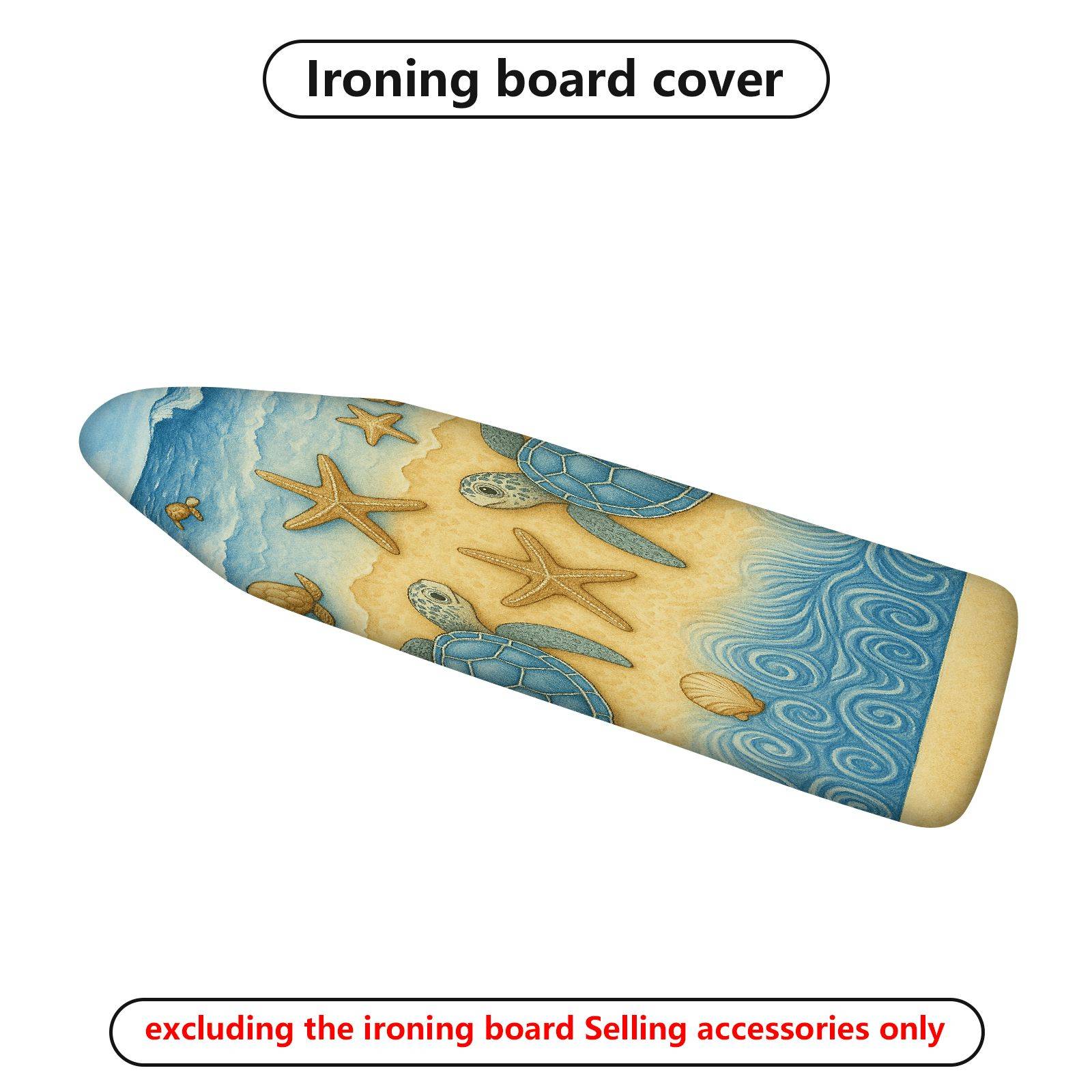 1-Piece Ocean Turtle Starfish Beach  Ironing Board Cover, Universal Size, Without Board