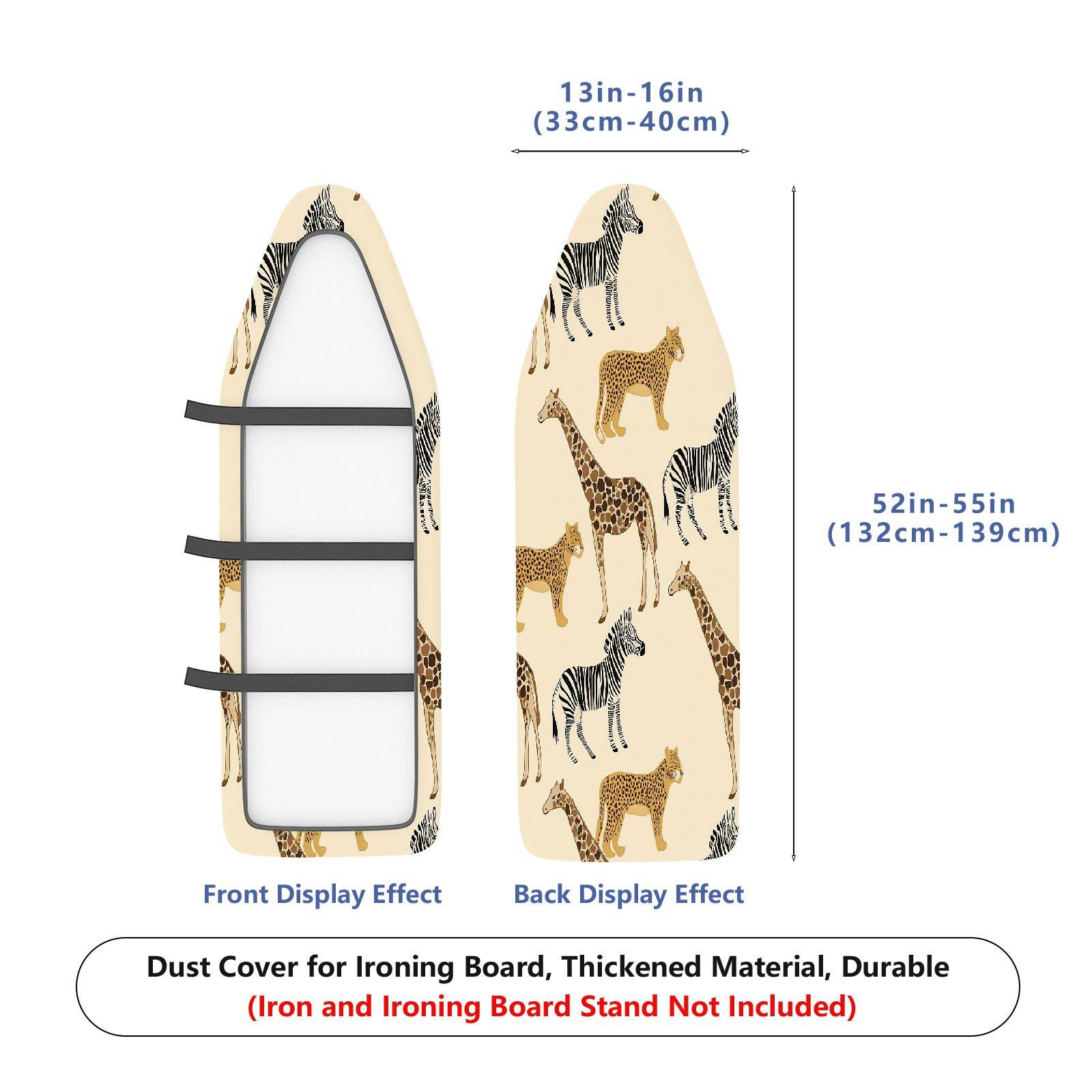 1-Piece Animal Print Giraffe Zebra  Ironing Board Cover, Universal Size, Without Board