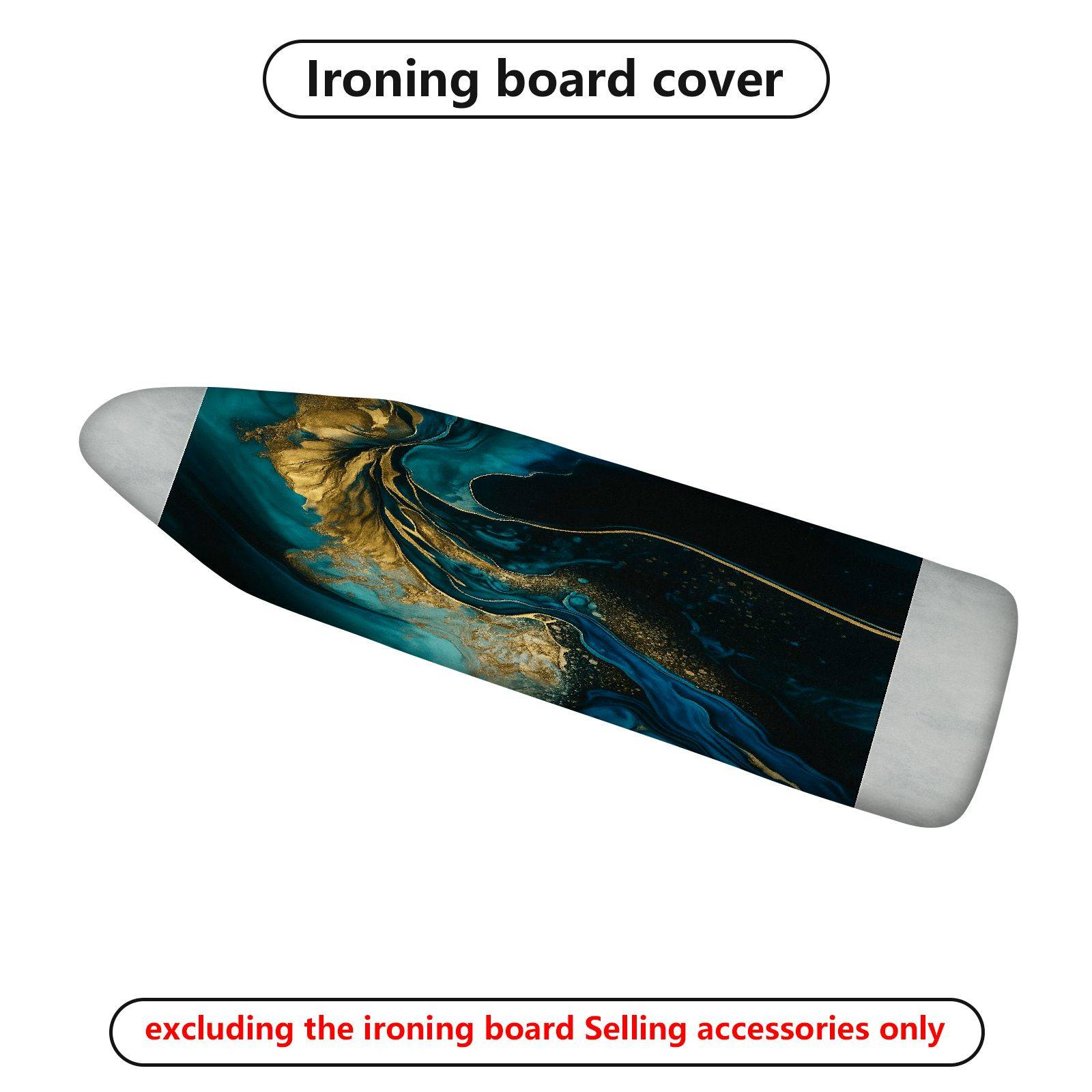 1-Piece Abstract Artistic Blue Gold  Ironing Board Cover, Universal Size, Without Board