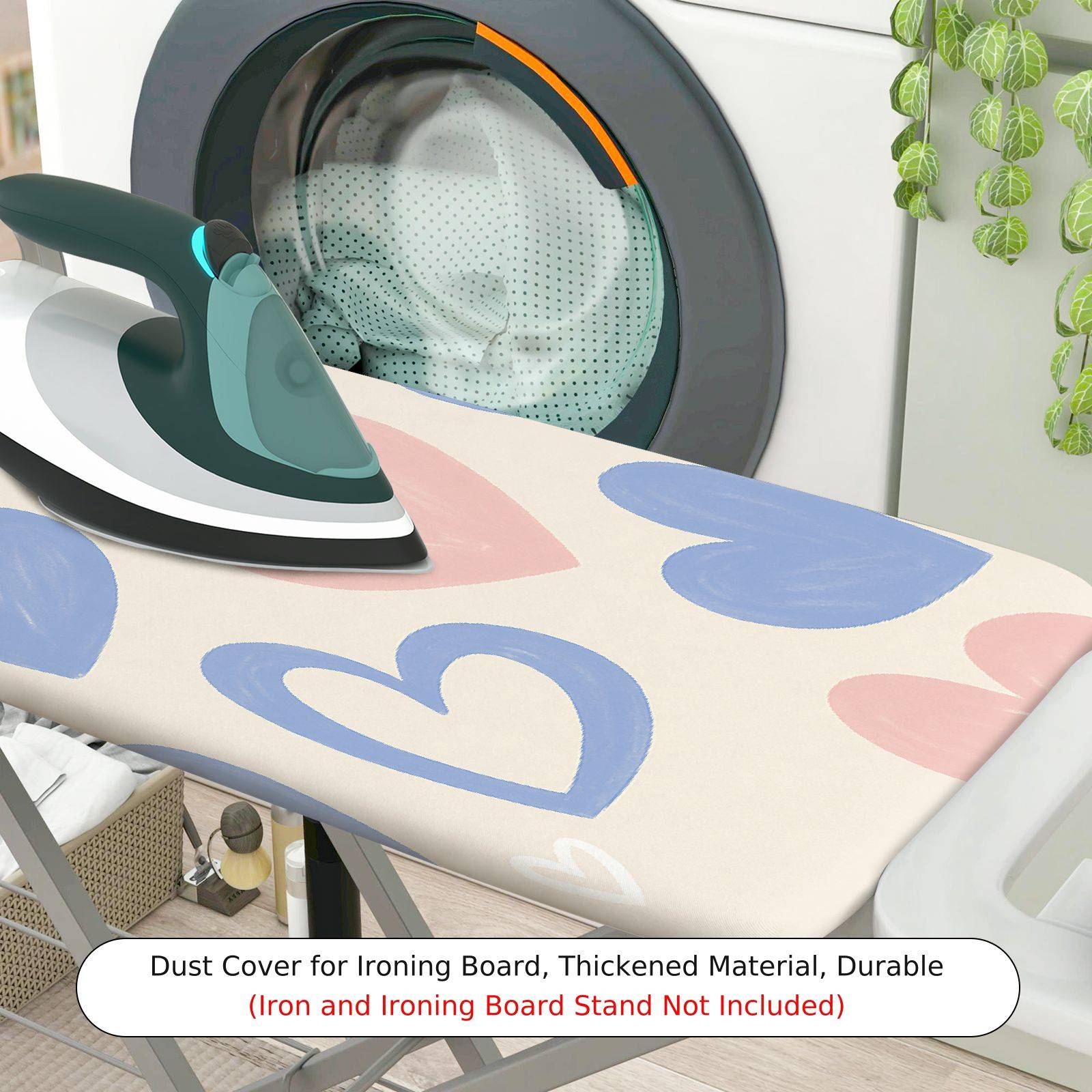 1-Piece Heart Pattern Pastel Pink Blue  Ironing Board Cover, Universal Size, Without Board