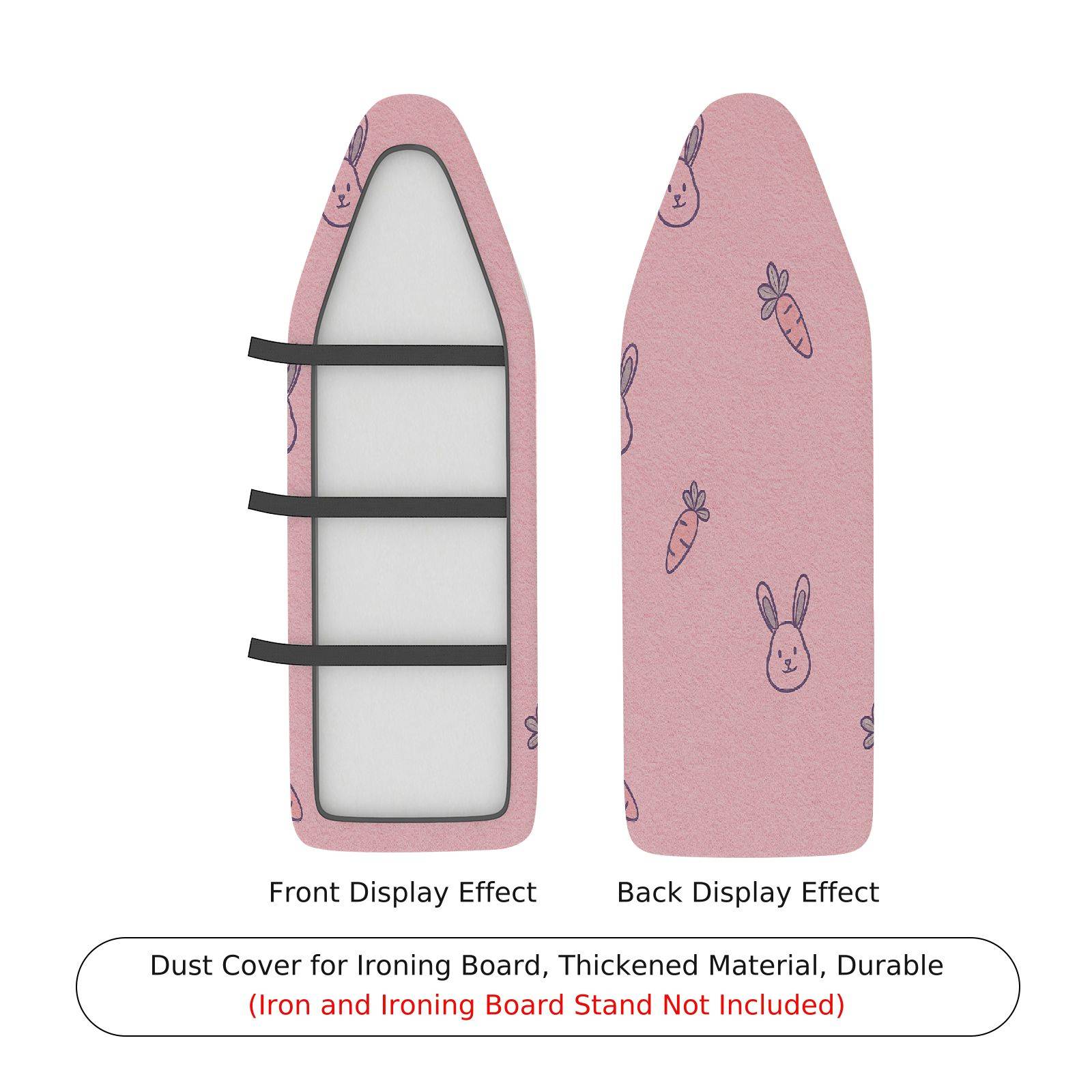 1-Piece Bunny Carrot Pink  Ironing Board Cover, Universal Size, Without Board