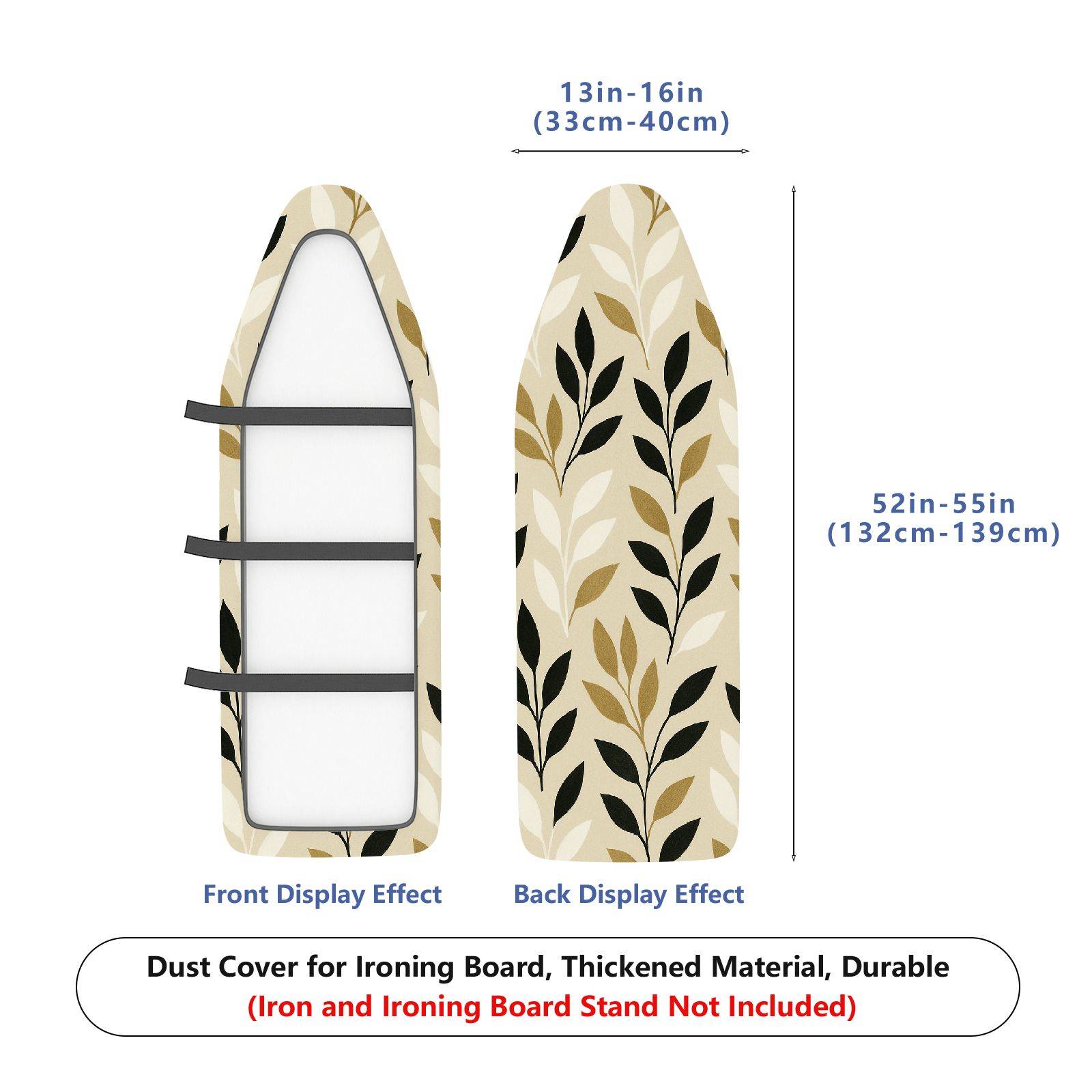 1-Piece Leaves Pattern Floral Beige  Ironing Board Cover, Universal Size, Without Board