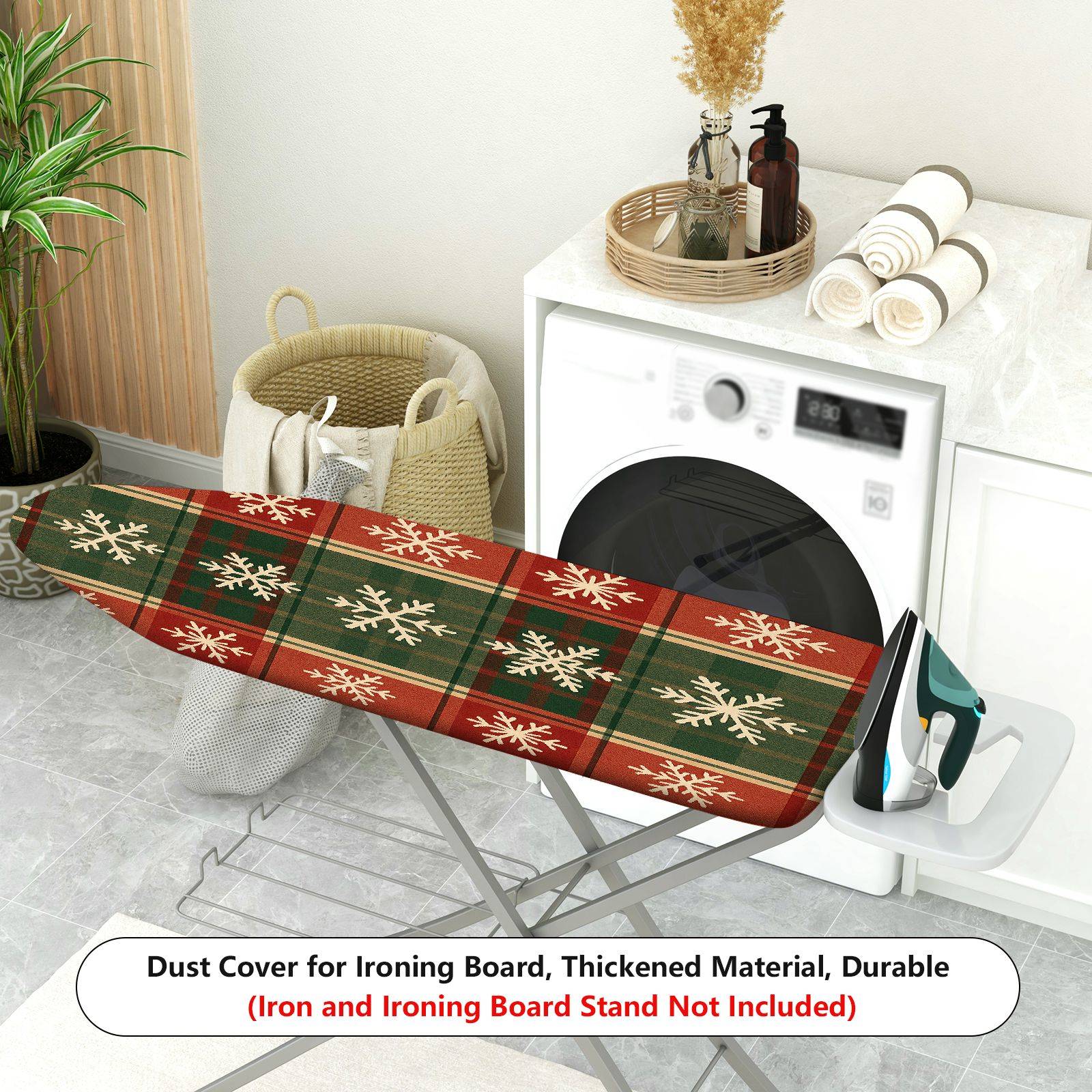 1-Piece Snowflake Checkered Christmas  Ironing Board Cover, Universal Size, Without Board