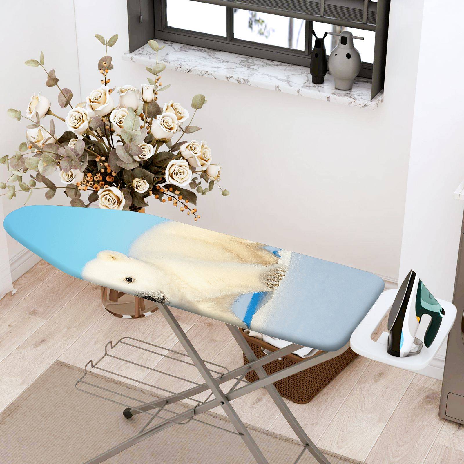 1-Piece Polar Bear Animal Snow  Ironing Board Cover, Universal Size, Without Board
