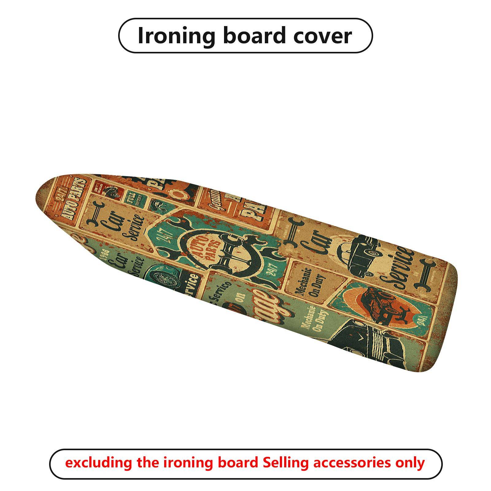 1-Piece Retro Car Service Vintage  Ironing Board Cover, Universal Size, Without Board