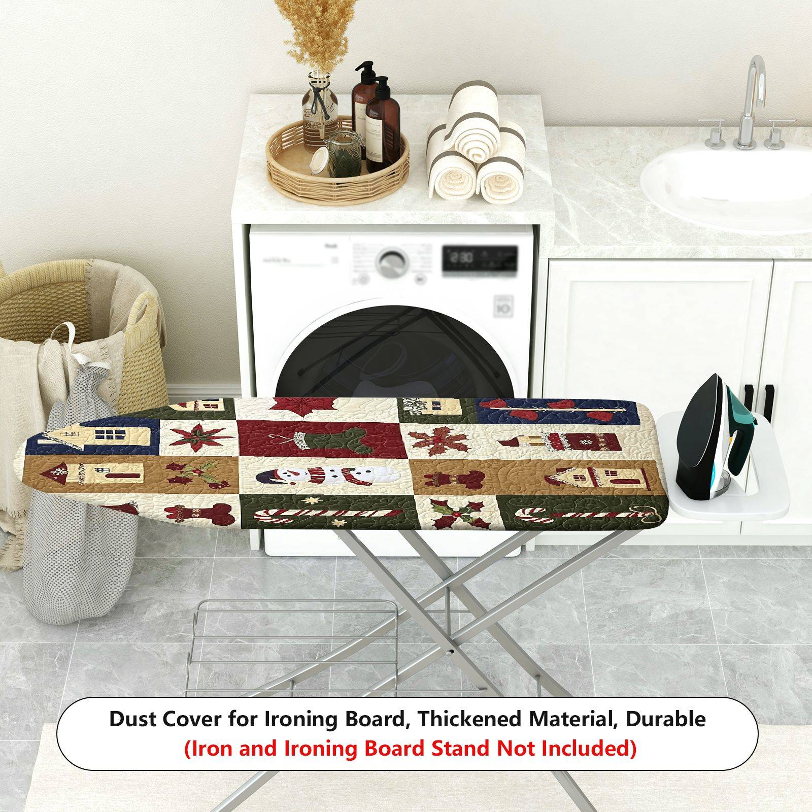 1-Piece Christmas Snowman Candy  Ironing Board Cover, Universal Size, Without Board