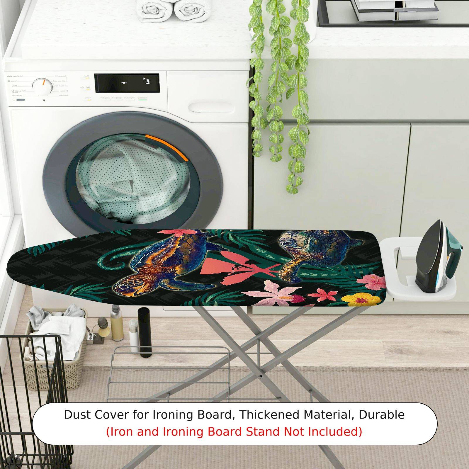1-Piece Floral Turtle Ocean  Ironing Board Cover, Universal Size, Without Board