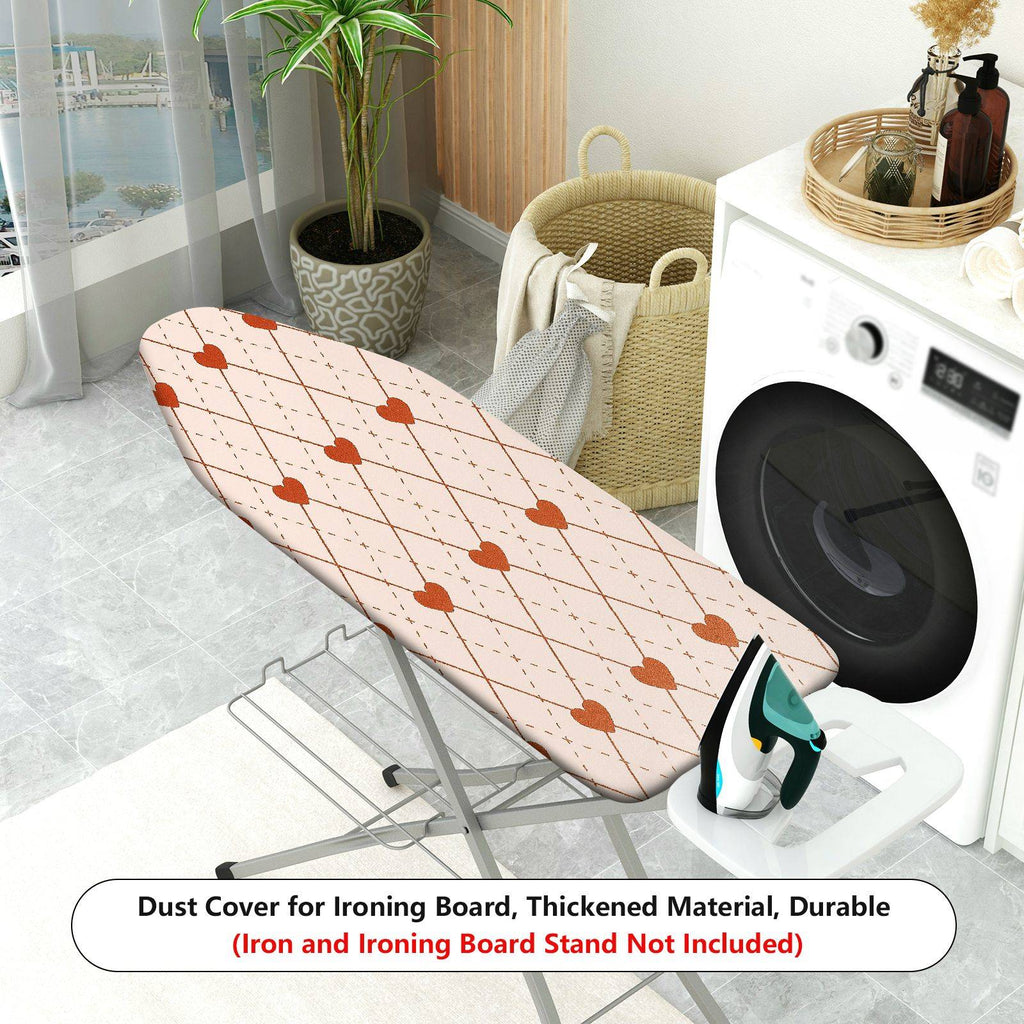 1-Piece Heart Printed Diamond Pattern Beige  Ironing Board Cover, Universal Size, Without Board