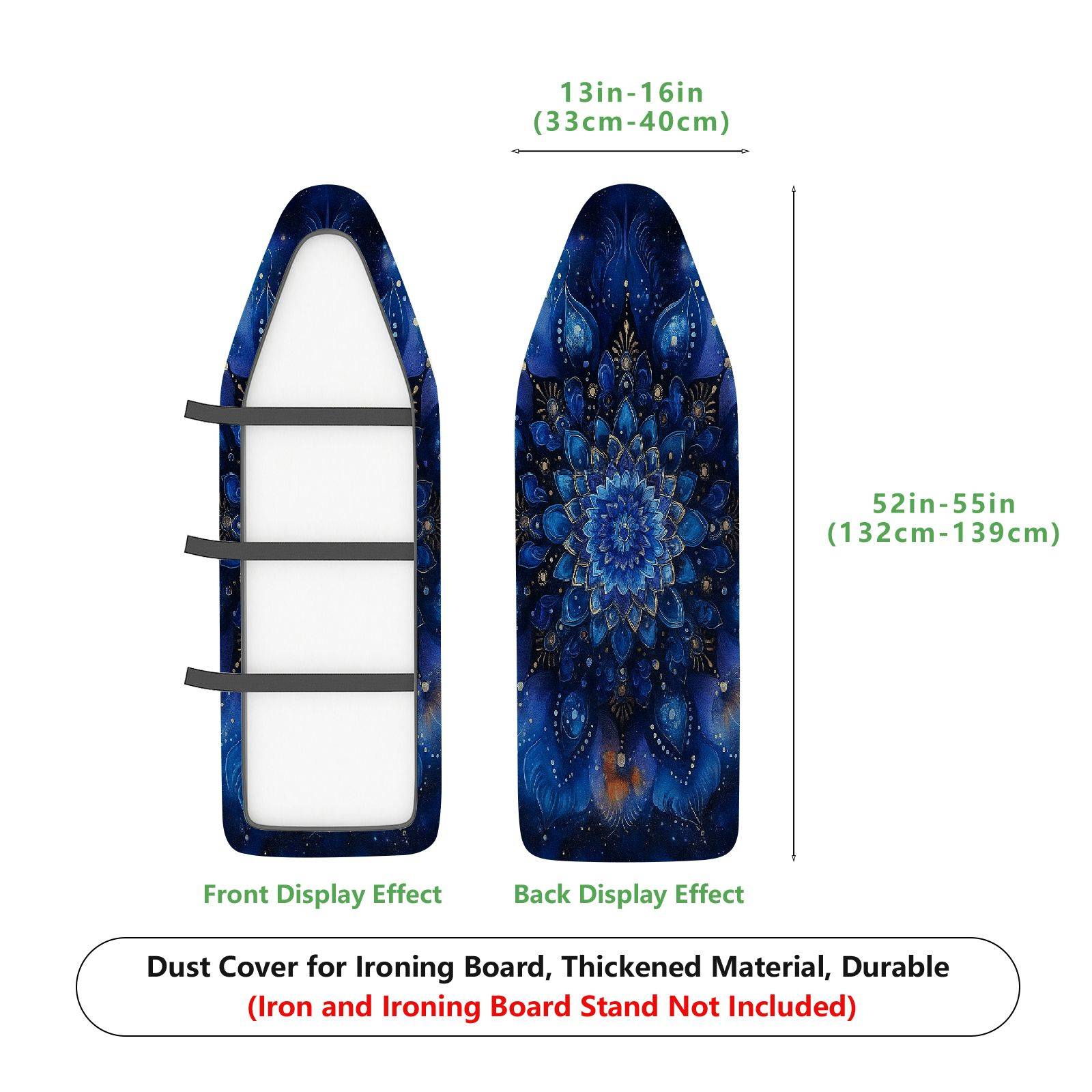 1-Piece Blue Mandala Floral Abstract  Ironing Board Cover, Universal Size, Without Board