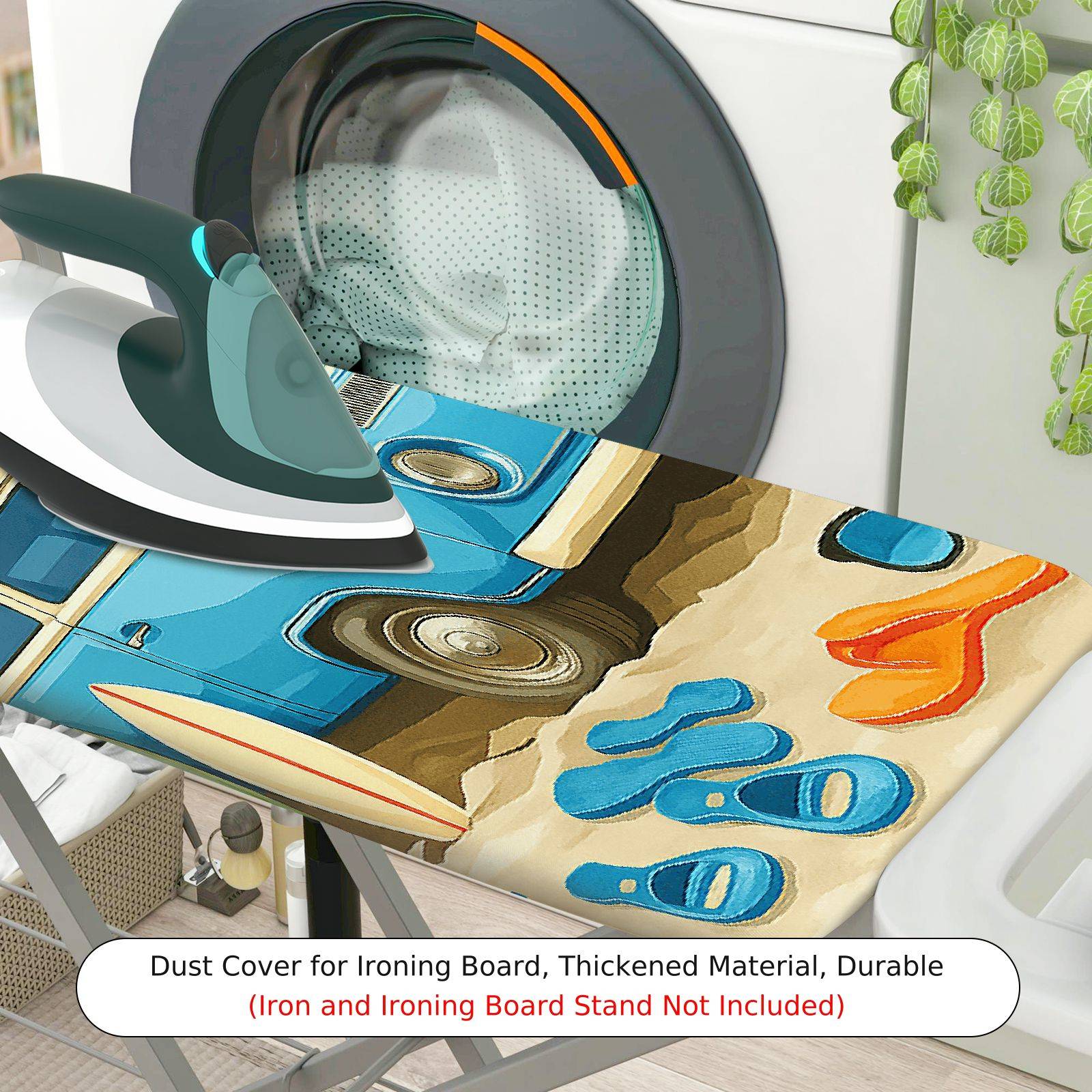 1-Piece Retro Travel Beach  Ironing Board Cover, Universal Size, Without Board