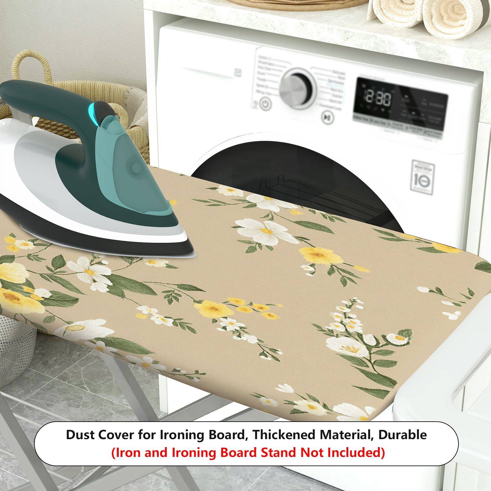 1-Piece Floral Pattern Beige Yellow Flower  Ironing Board Cover, Universal Size, Without Board