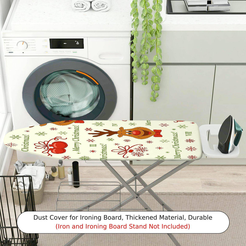 1-Piece Reindeer Snowflakes Merry Christmas  Ironing Board Cover, Universal Size, Without Board