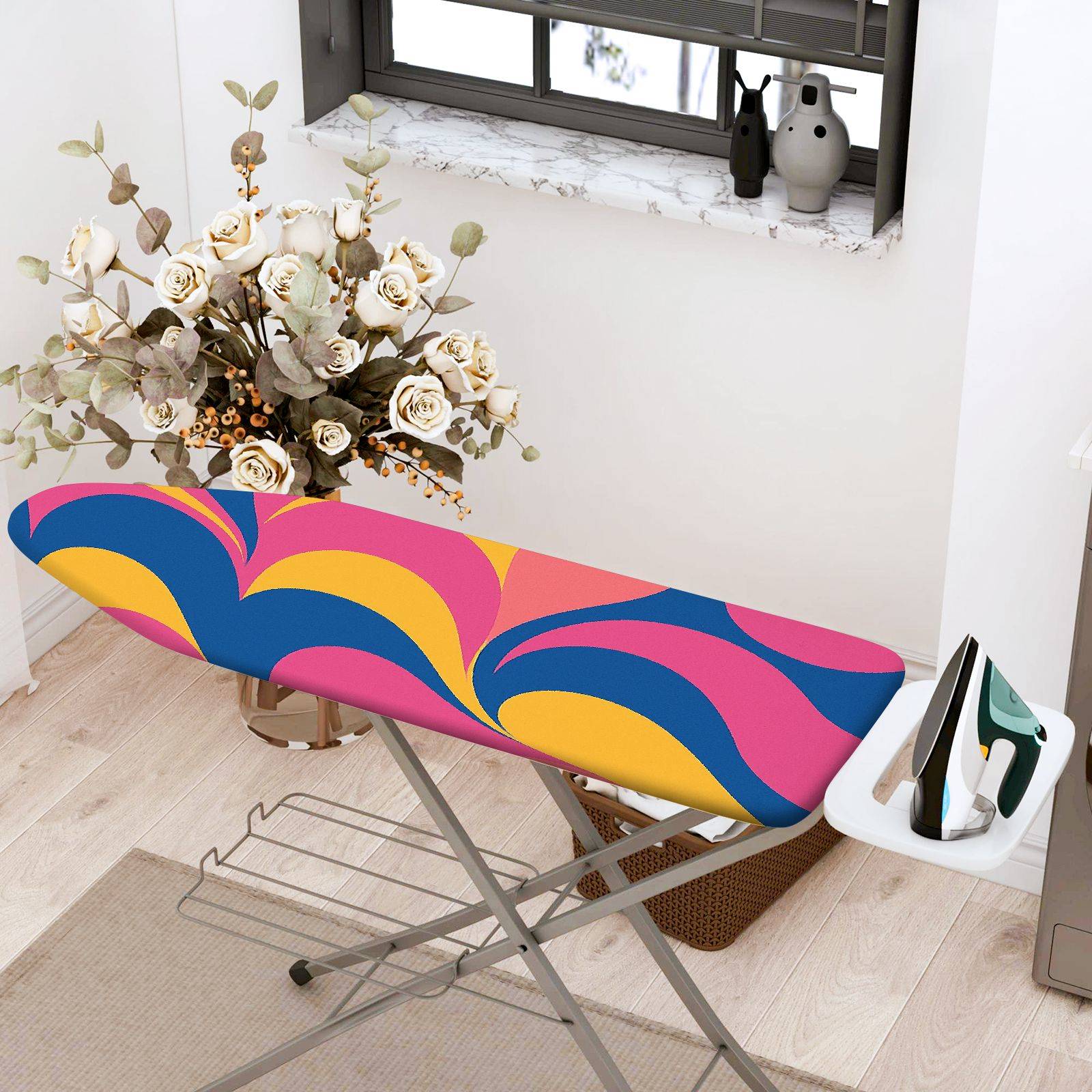 1-Piece Abstract Colorful Swirl Pattern  Ironing Board Cover, Universal Size, Without Board