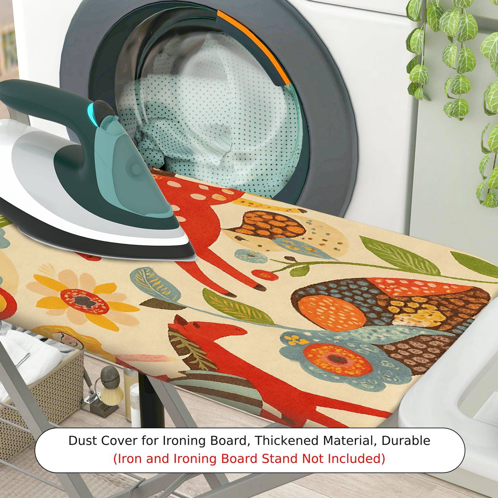 1-Piece Colorful Animal Floral Pattern  Ironing Board Cover, Universal Size, Without Board