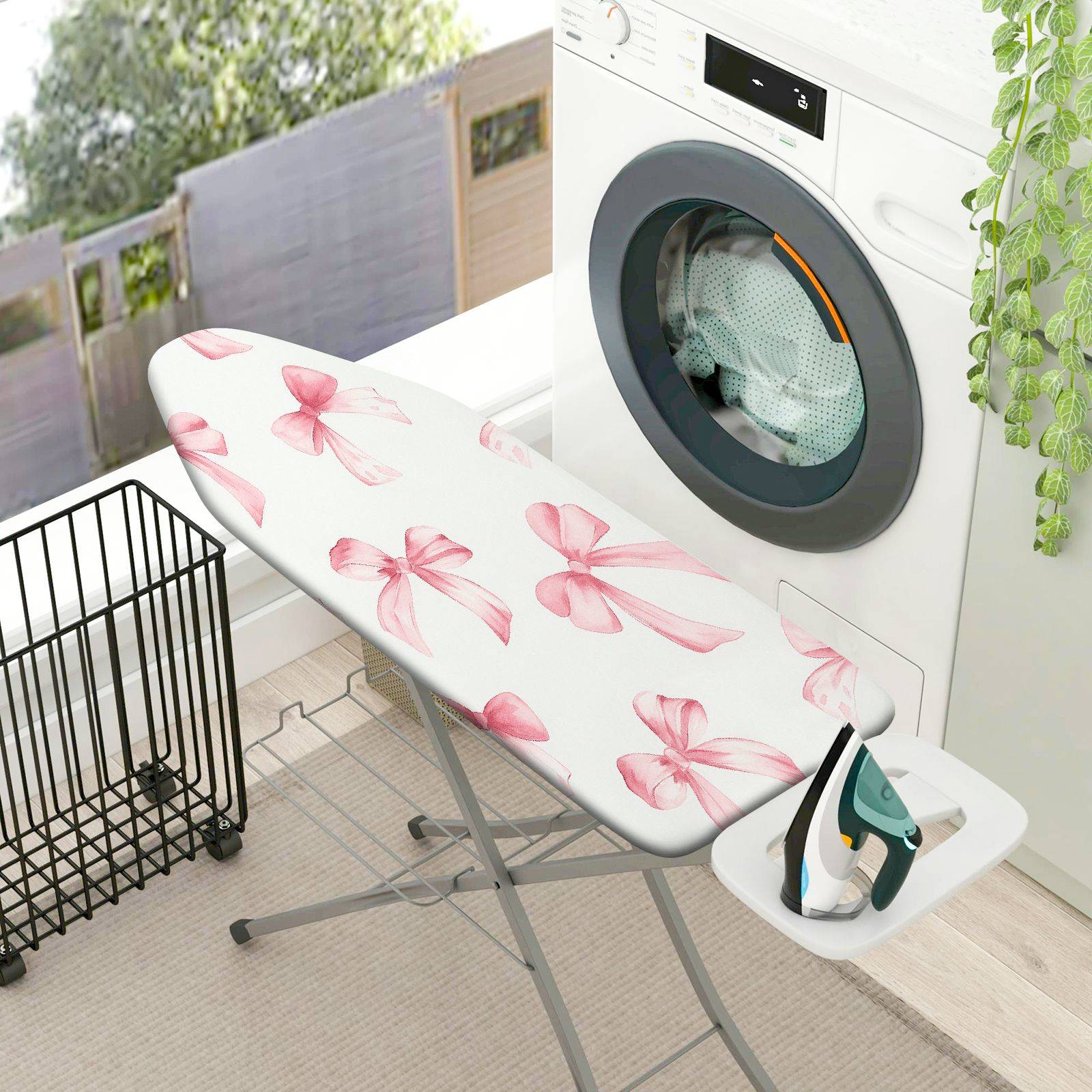 1-Piece Pink Bow Pattern Decorative Stylish  Ironing Board Cover, Universal Size, Without Board