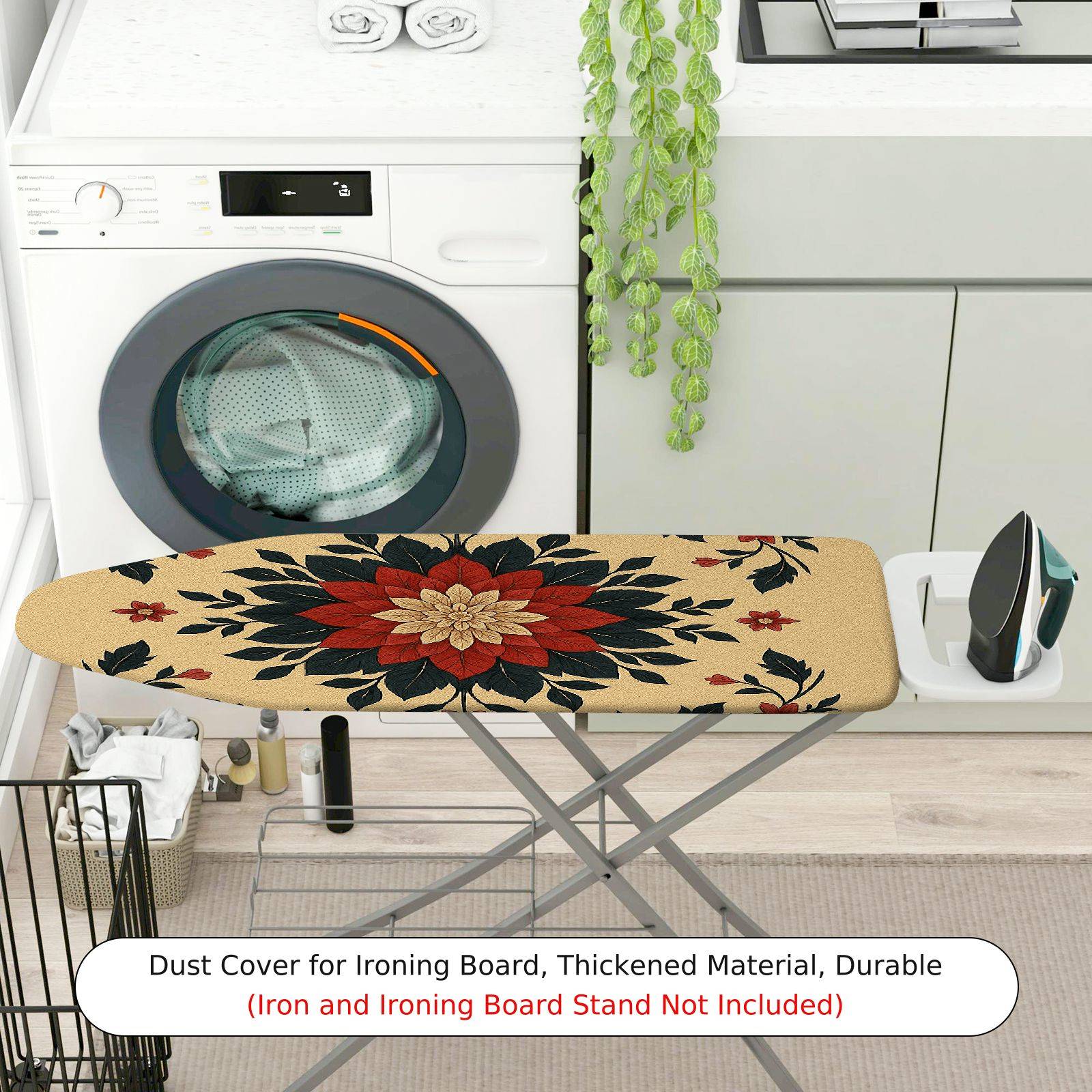 1-Piece Floral Red Beige Black  Ironing Board Cover, Universal Size, Without Board