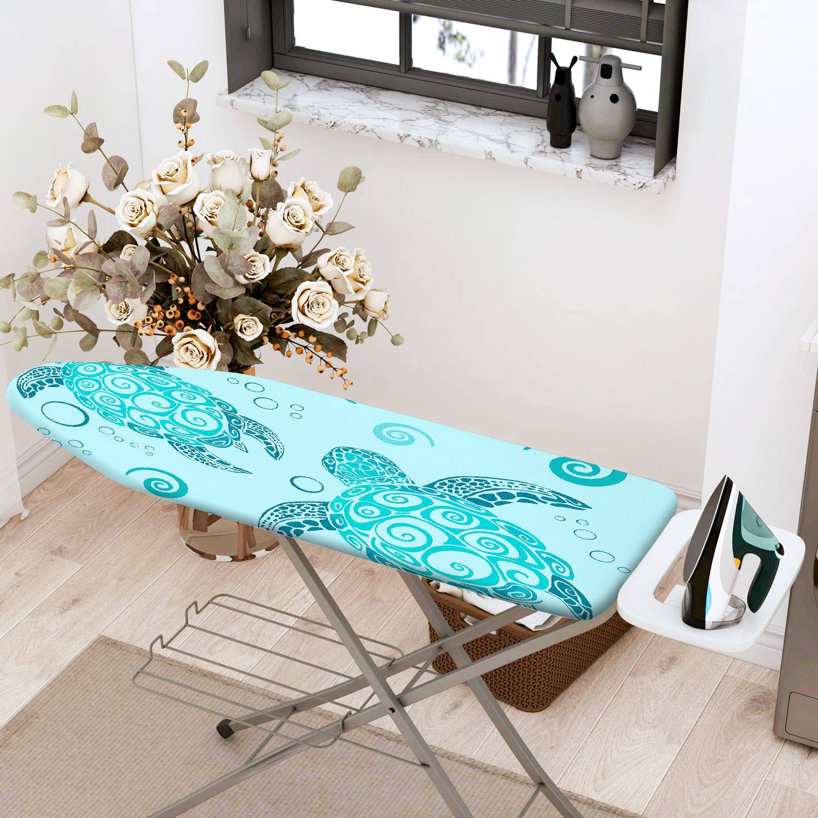 1-Piece Turtle Ocean Swirl  Ironing Board Cover, Universal Size, Without Board