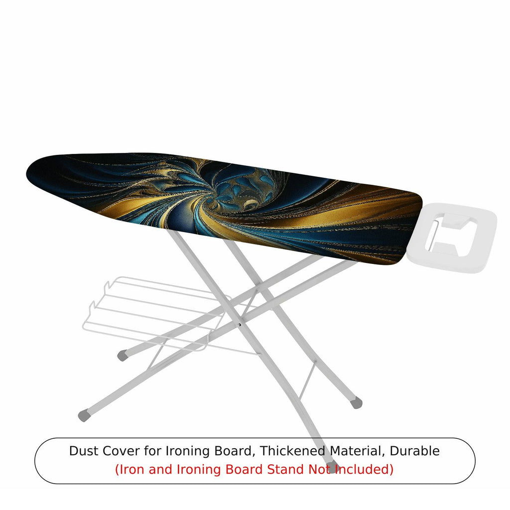 1-Piece Abstract Swirl Pattern Blue Gold  Ironing Board Cover, Universal Size, Without Board