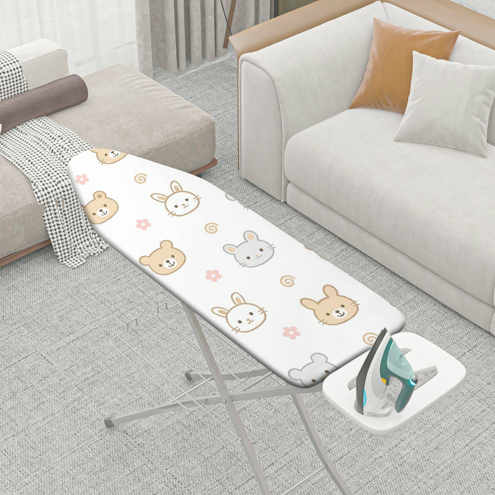 1-Piece Animal Printed  Bear Rabbit Patterns  Ironing Board Cover, Universal Size, Without Board