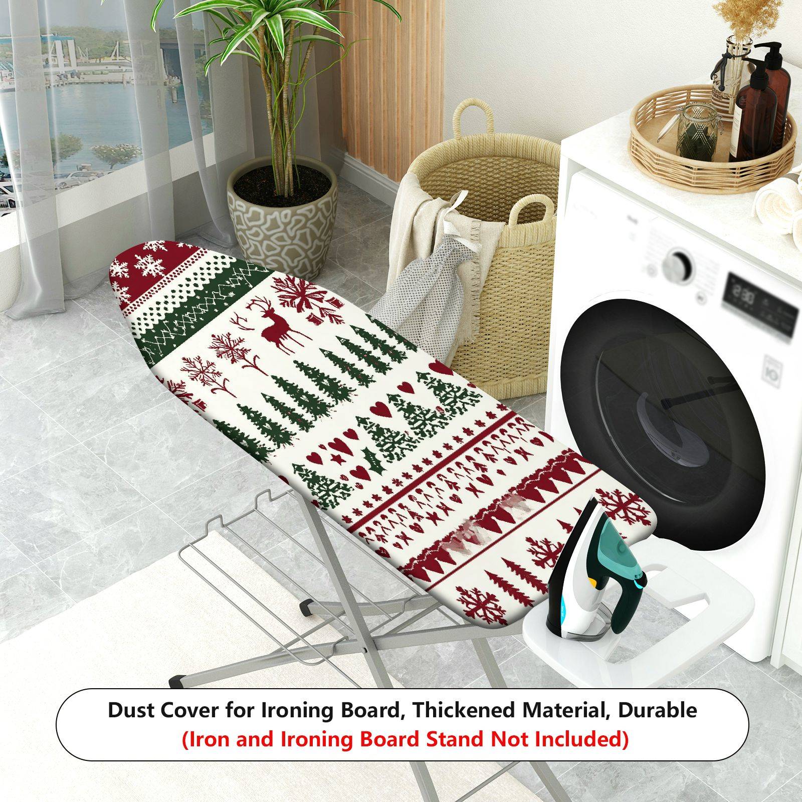 1-Piece Christmas Reindeer Snowflake  Ironing Board Cover, Universal Size, Without Board